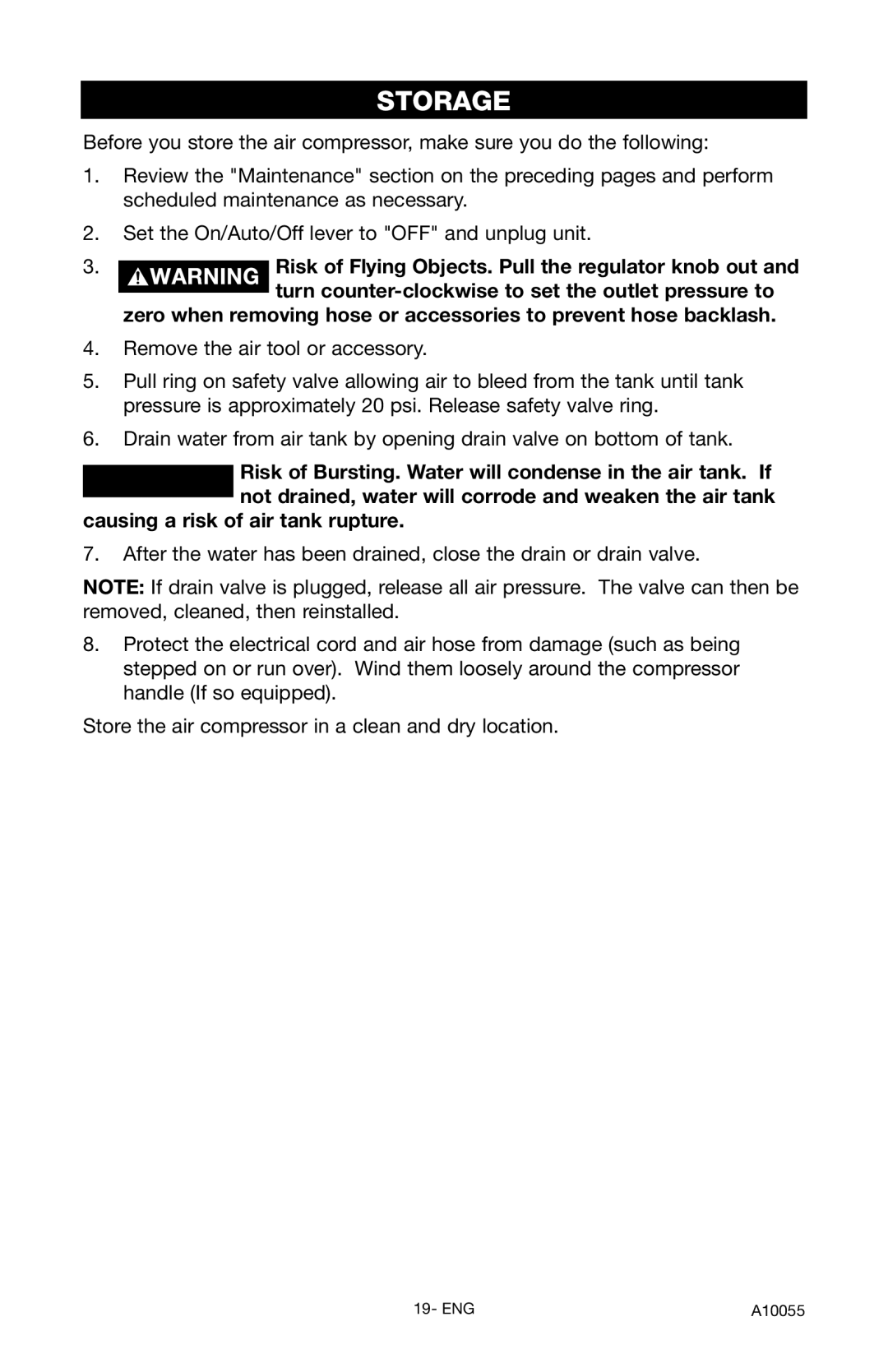 Porter-Cable CLFRP350 instruction manual Storage 