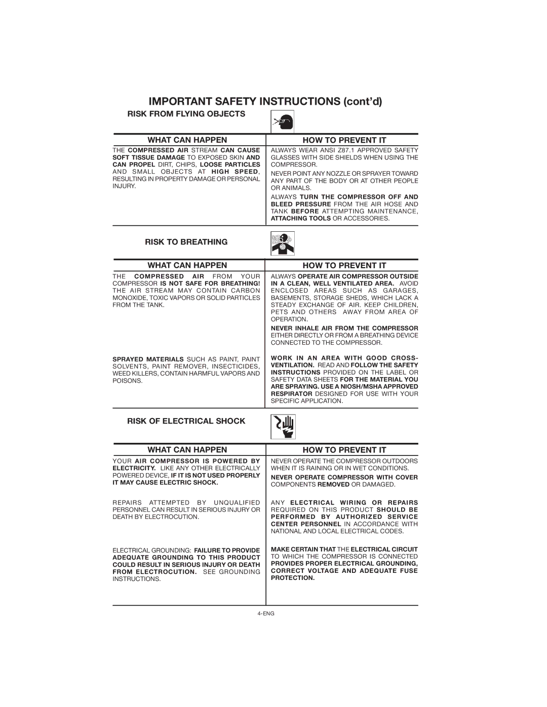 Porter-Cable CPF23400P instruction manual Risk from Flying Objects What can Happen HOW to Prevent IT 