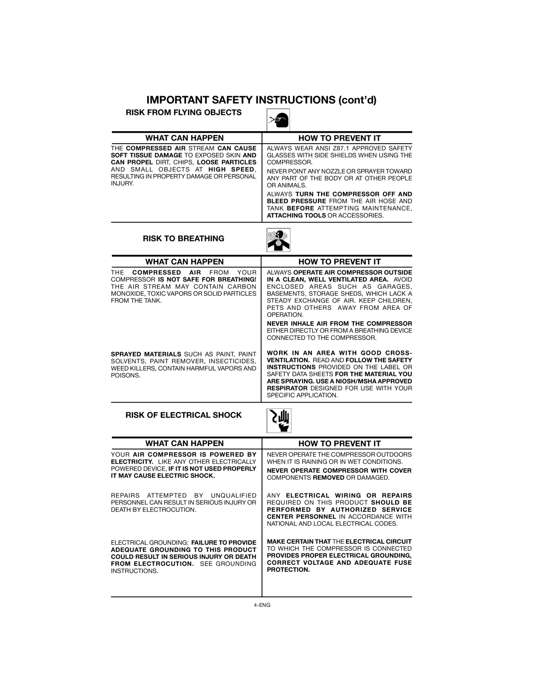 Porter-Cable CPF23400S instruction manual Risk from Flying Objects What can Happen HOW to Prevent IT 