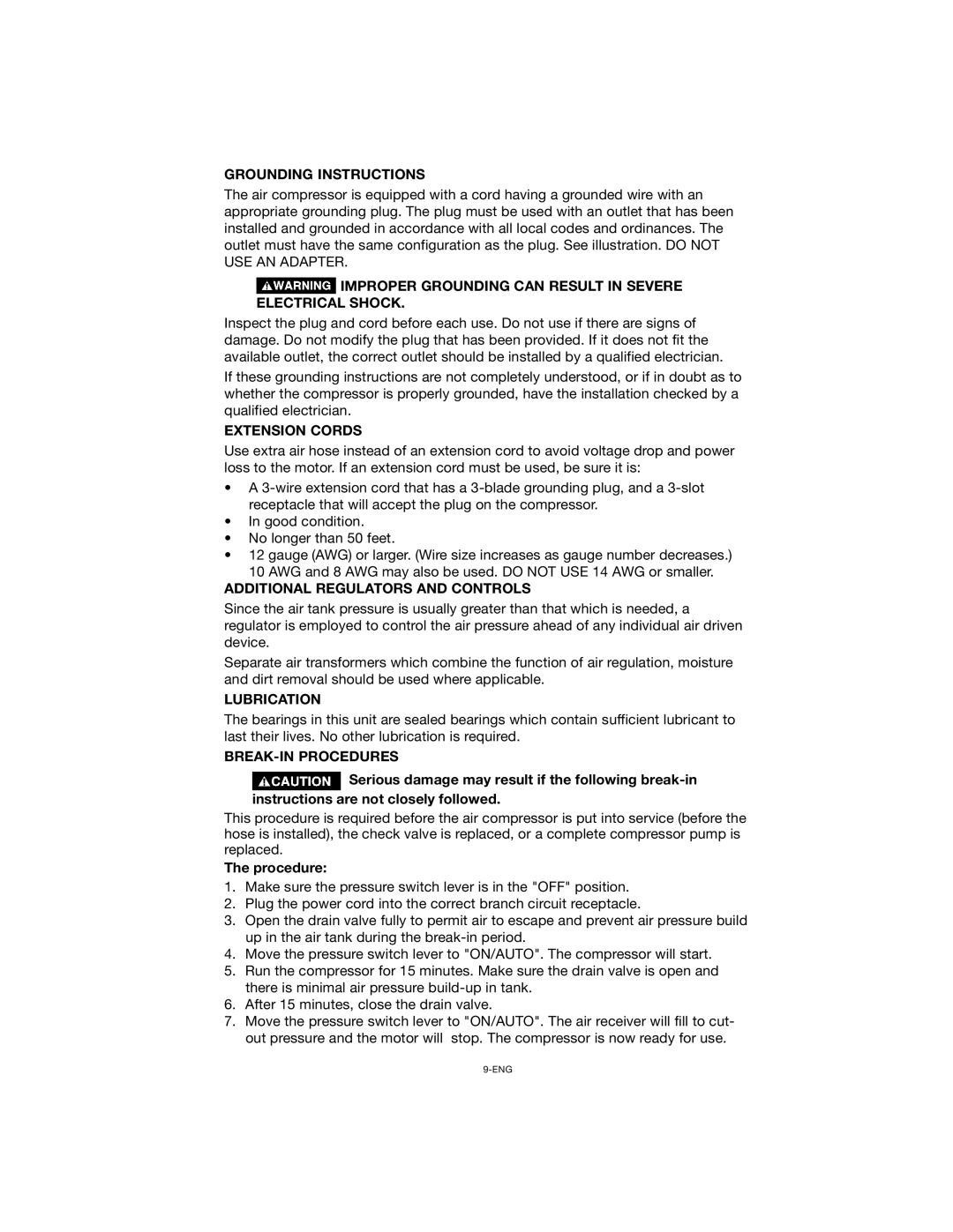 Porter-Cable CPF23400S Grounding Instructions, Improper Grounding can Result in Severe Electrical Shock, Extension Cords 