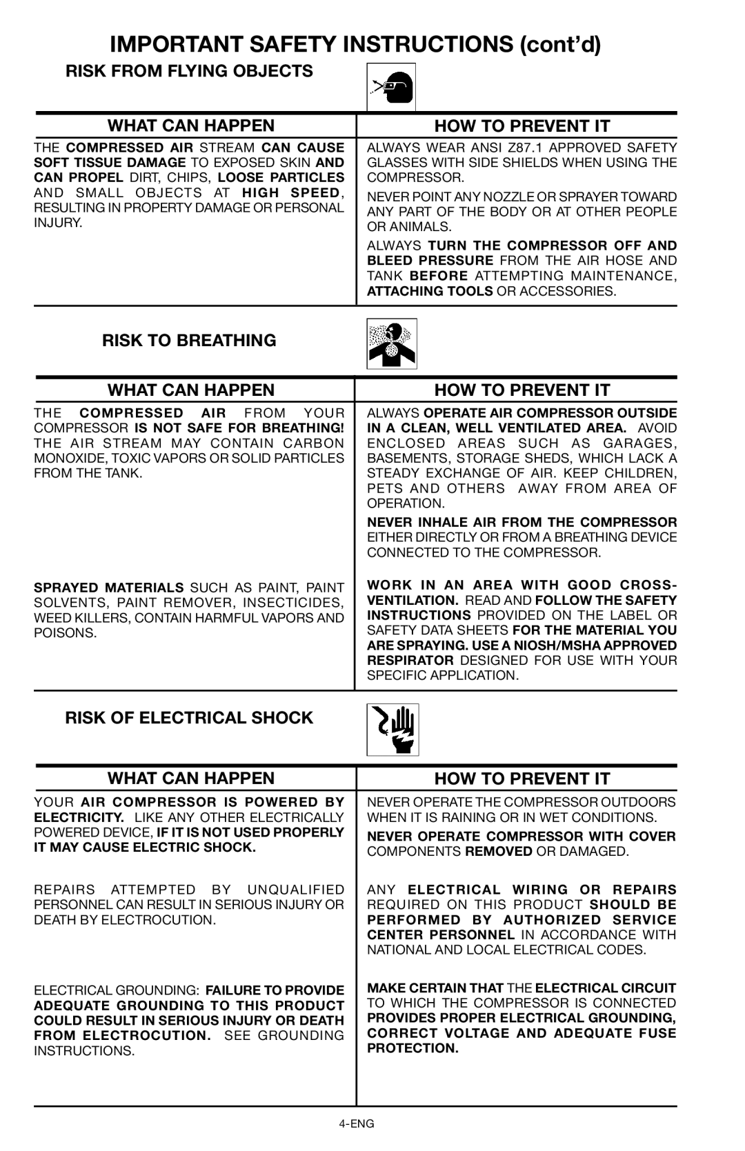 Porter-Cable CPF6025VP instruction manual Risk from Flying Objects What can Happen HOW to Prevent IT 