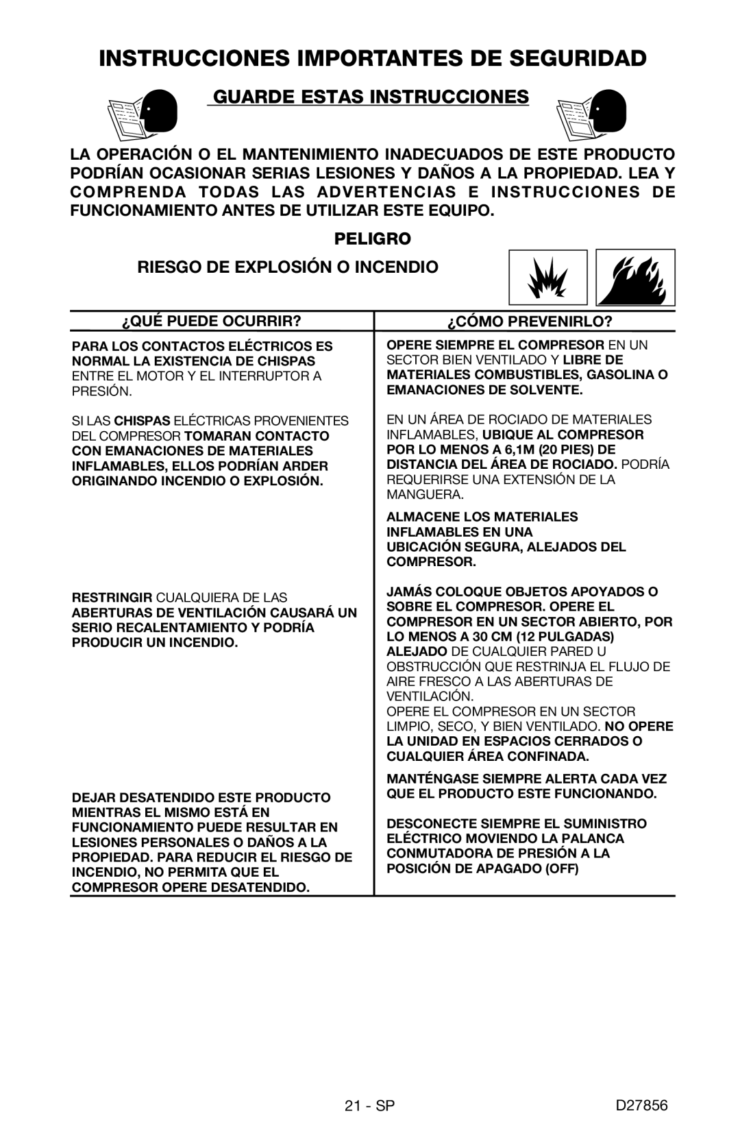 Porter-Cable CPFAC2600P instruction manual Instrucciones Importantes DE Seguridad, Guarde Estas Instrucciones 