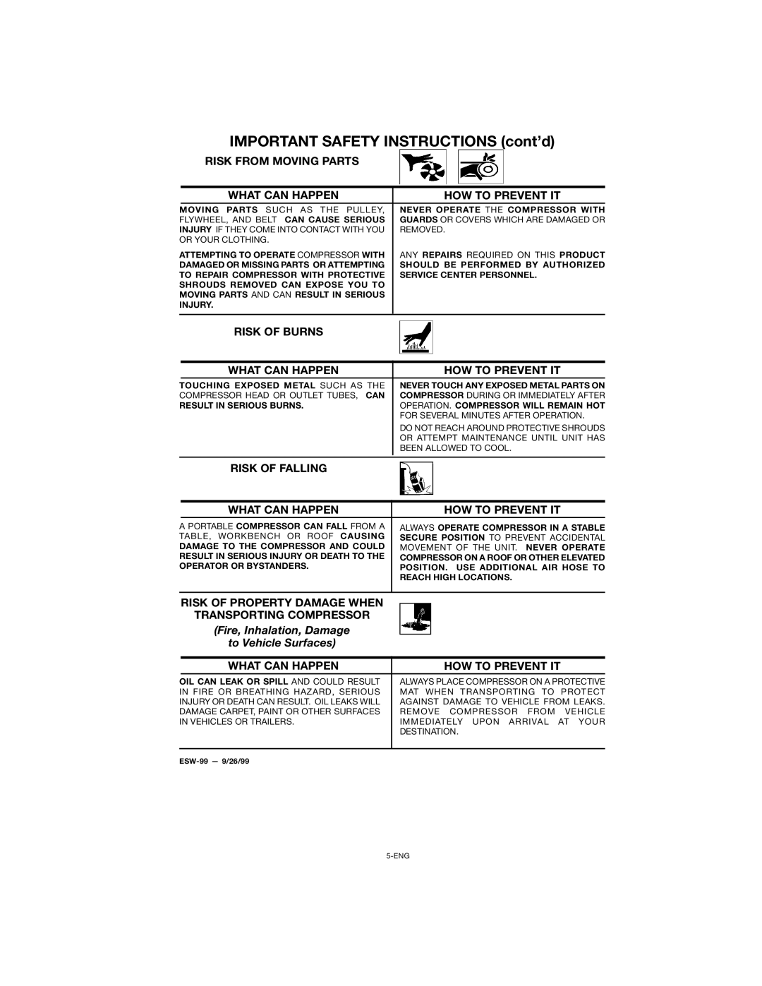 Porter-Cable CPFC2TV3525VP instruction manual Risk from Moving Parts What can Happen HOW to Prevent IT 