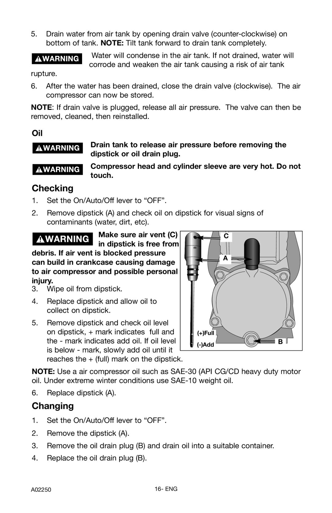 Porter-Cable CPLDC2540S instruction manual Checking, Oil 