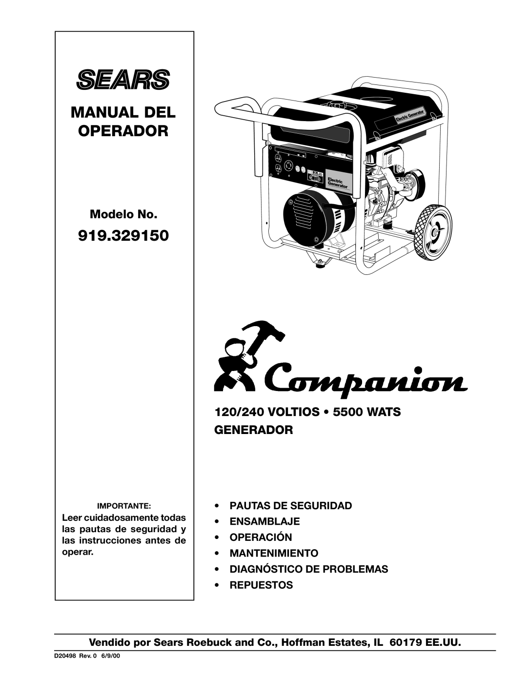 Porter-Cable 919.329150, D20498 owner manual Manual DEL Operador 