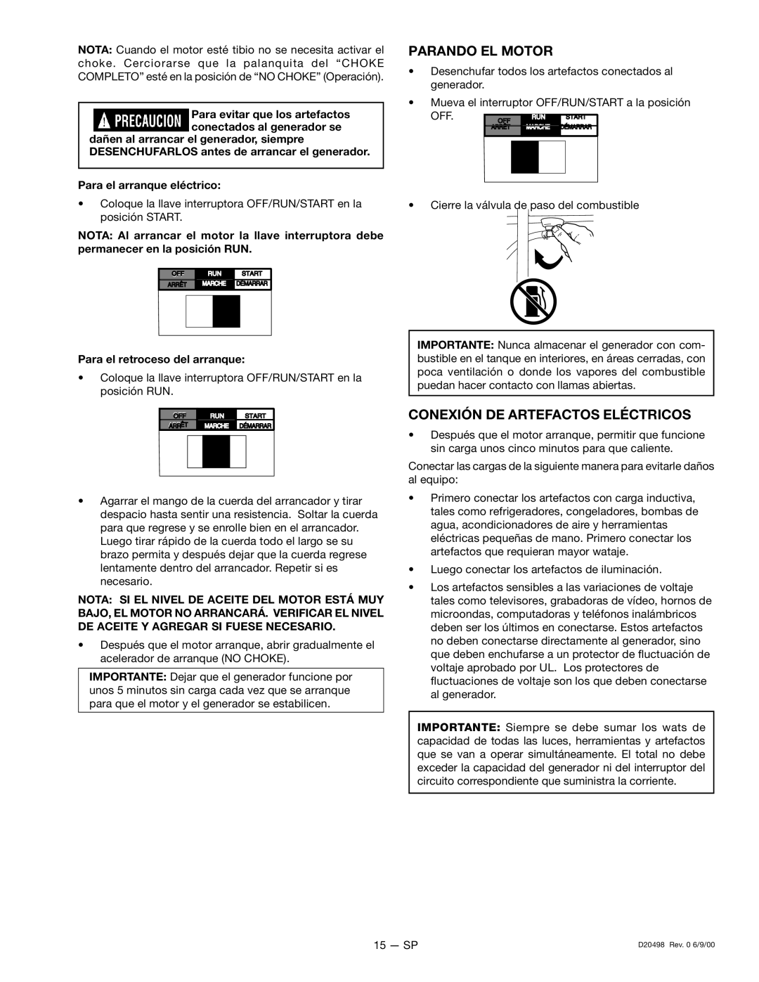 Porter-Cable 919.329150, D20498 Parando EL Motor, Conexión DE Artefactos Eléctricos, Para el retroceso del arranque 