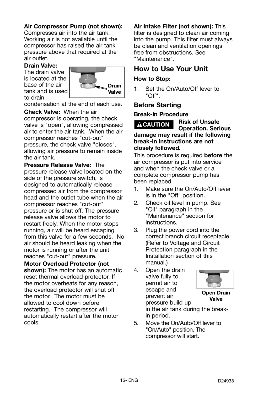 Porter-Cable D24938-044-2 instruction manual How to Use Your Unit, Before Starting 