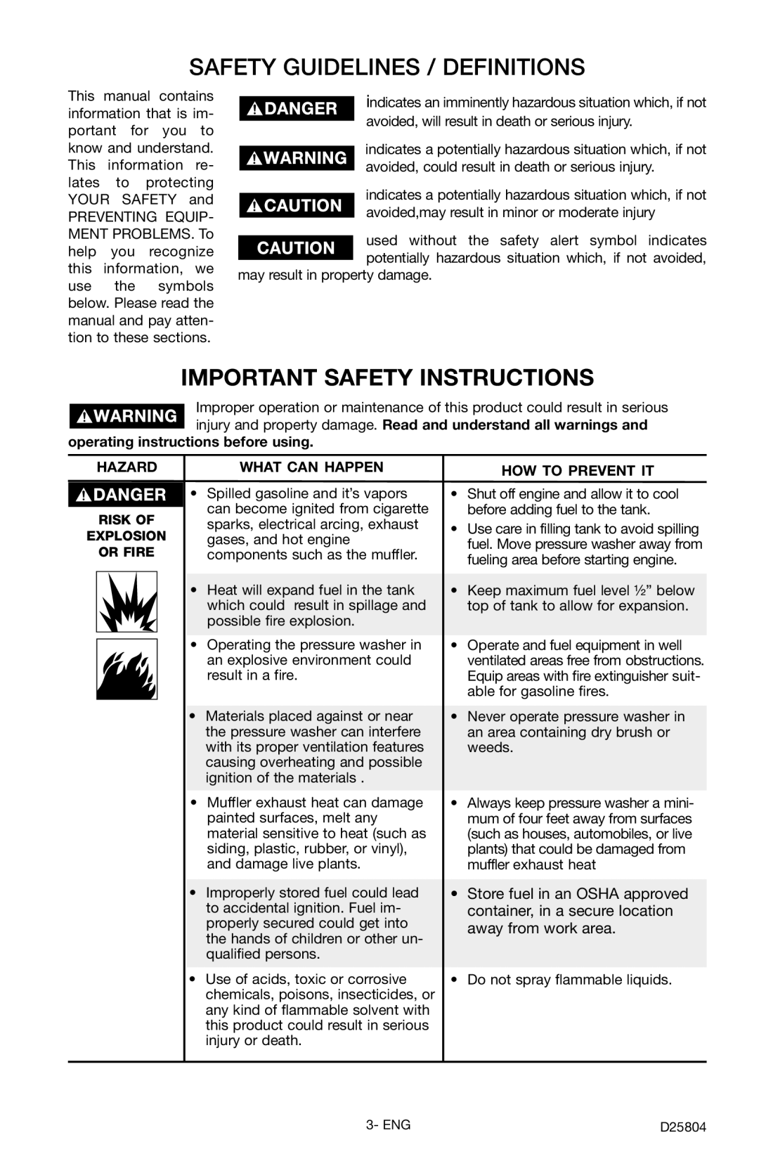 Porter-Cable PCH2600C Important Safety Instructions, Safety Guidelines / Definitions, operating instructions before using 