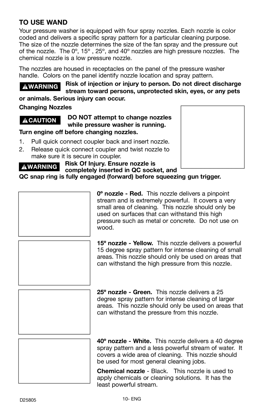 Porter-Cable D25805-025-1, PCH3500C instruction manual To USE Wand 