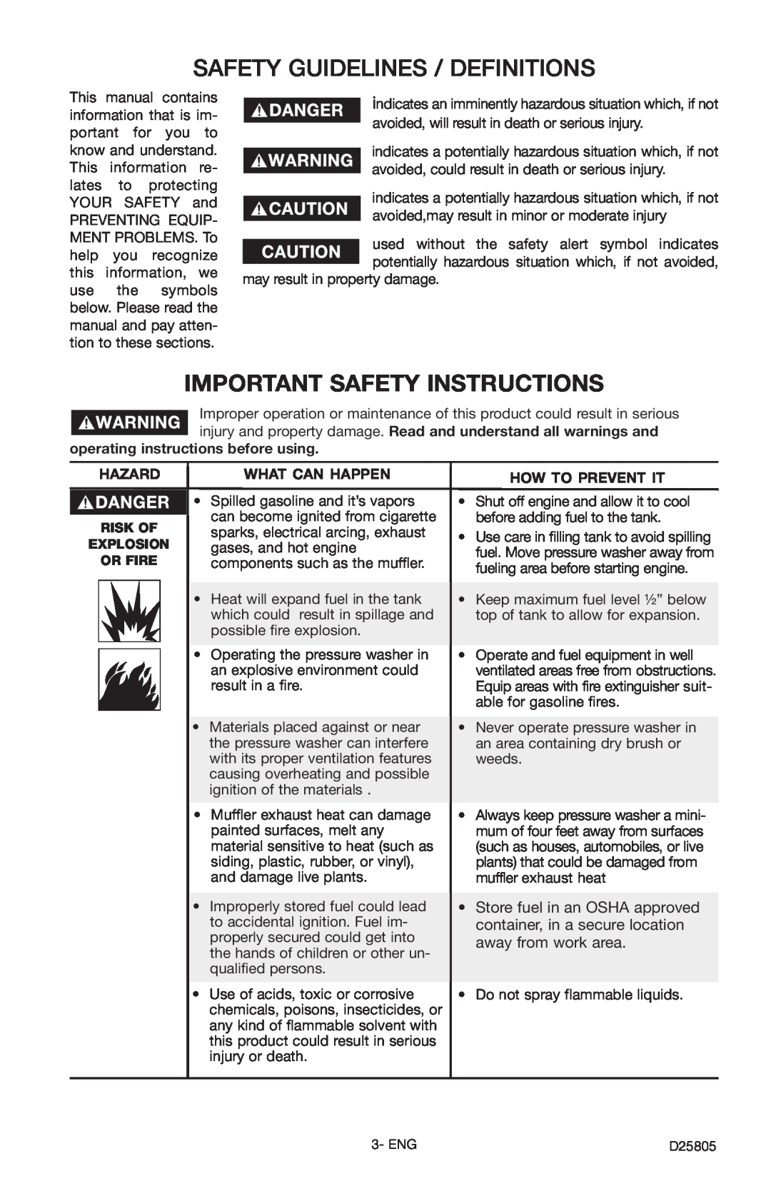 Porter-Cable PCH3500C Important Safety Instructions, Safety Guidelines / Definitions, operating instructions before using 