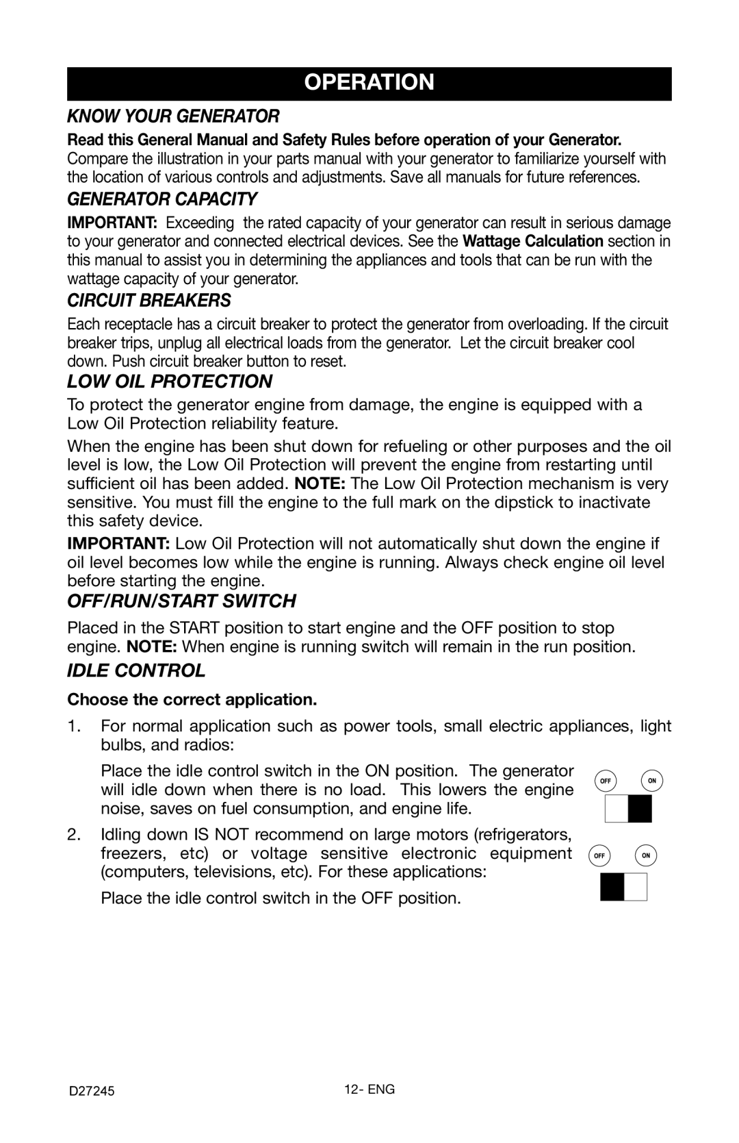 Porter-Cable D27245-028-0 instruction manual Operation 