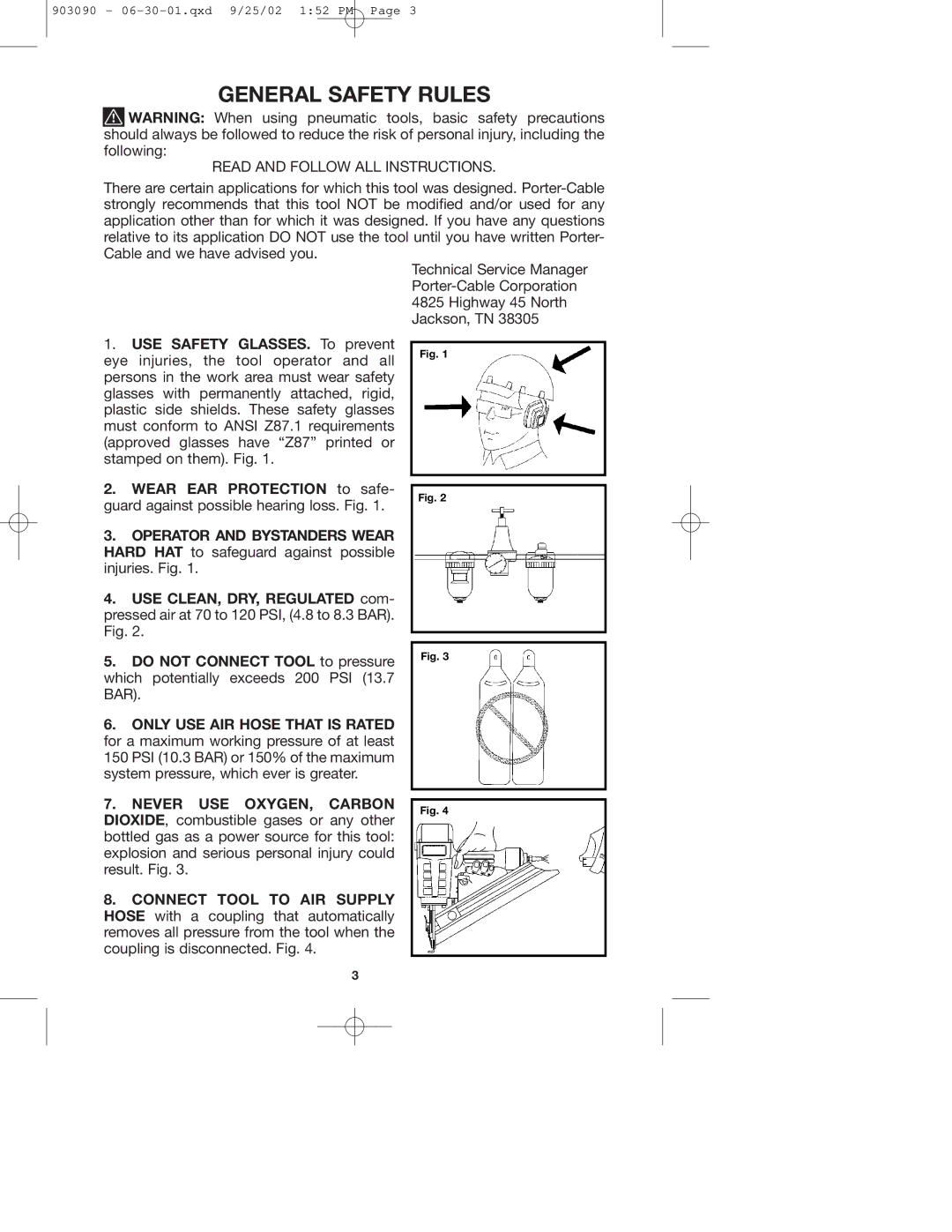 Porter-Cable DA250A instruction manual General Safety Rules, Read and Follow ALL Instructions 