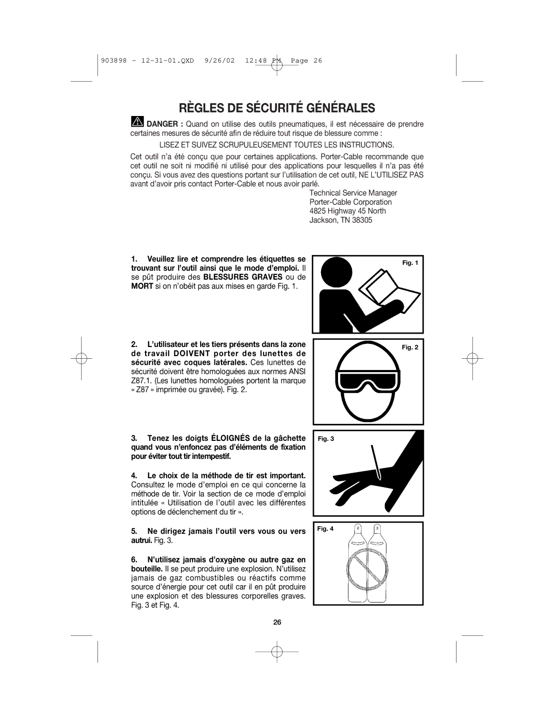 Porter-Cable DA250B Règles DE Sécurité Générales, Lisez ET Suivez Scrupuleusement Toutes LES Instructions 