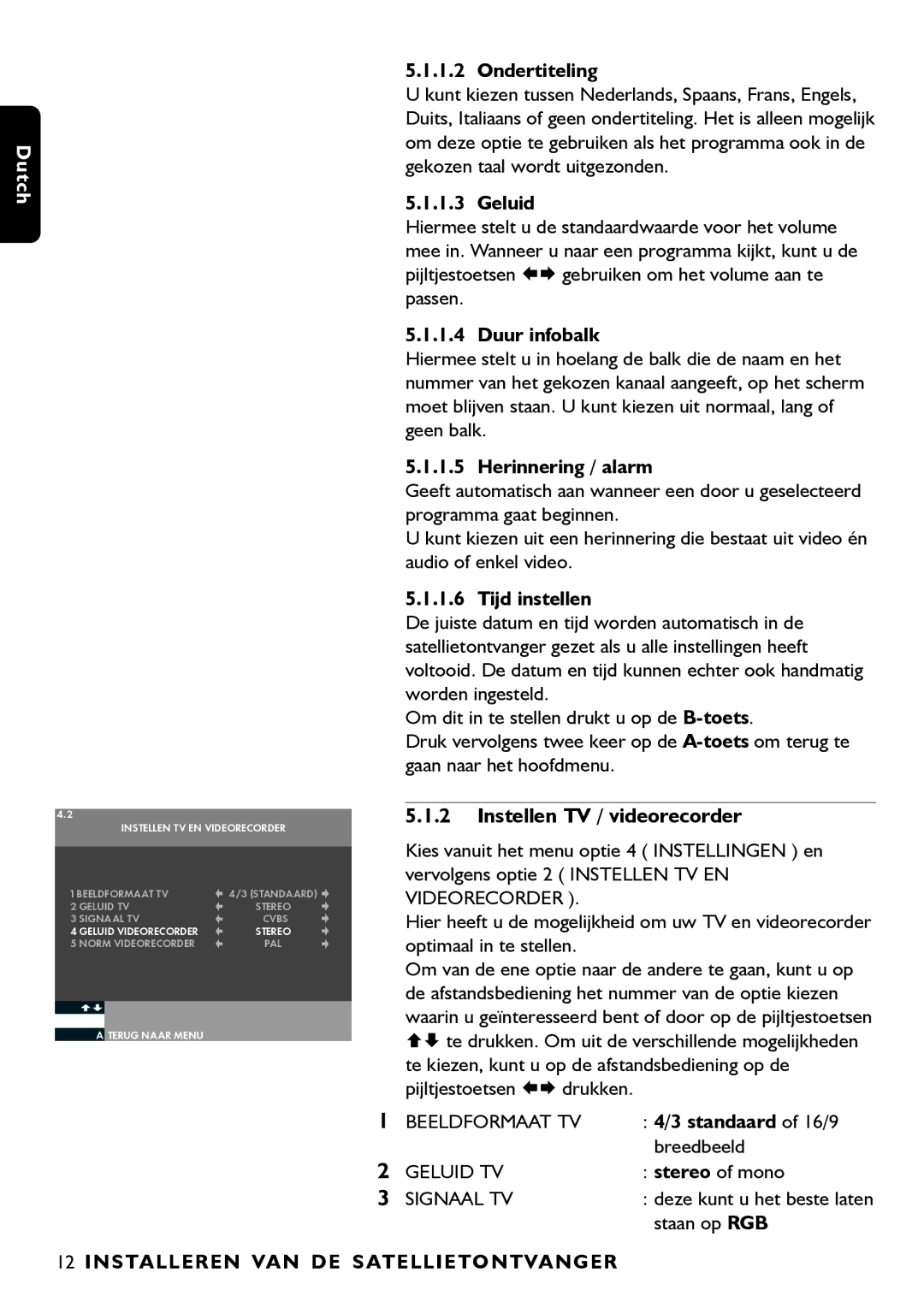 Porter-Cable DSR2210 manual Instellen TV / videorecorder 