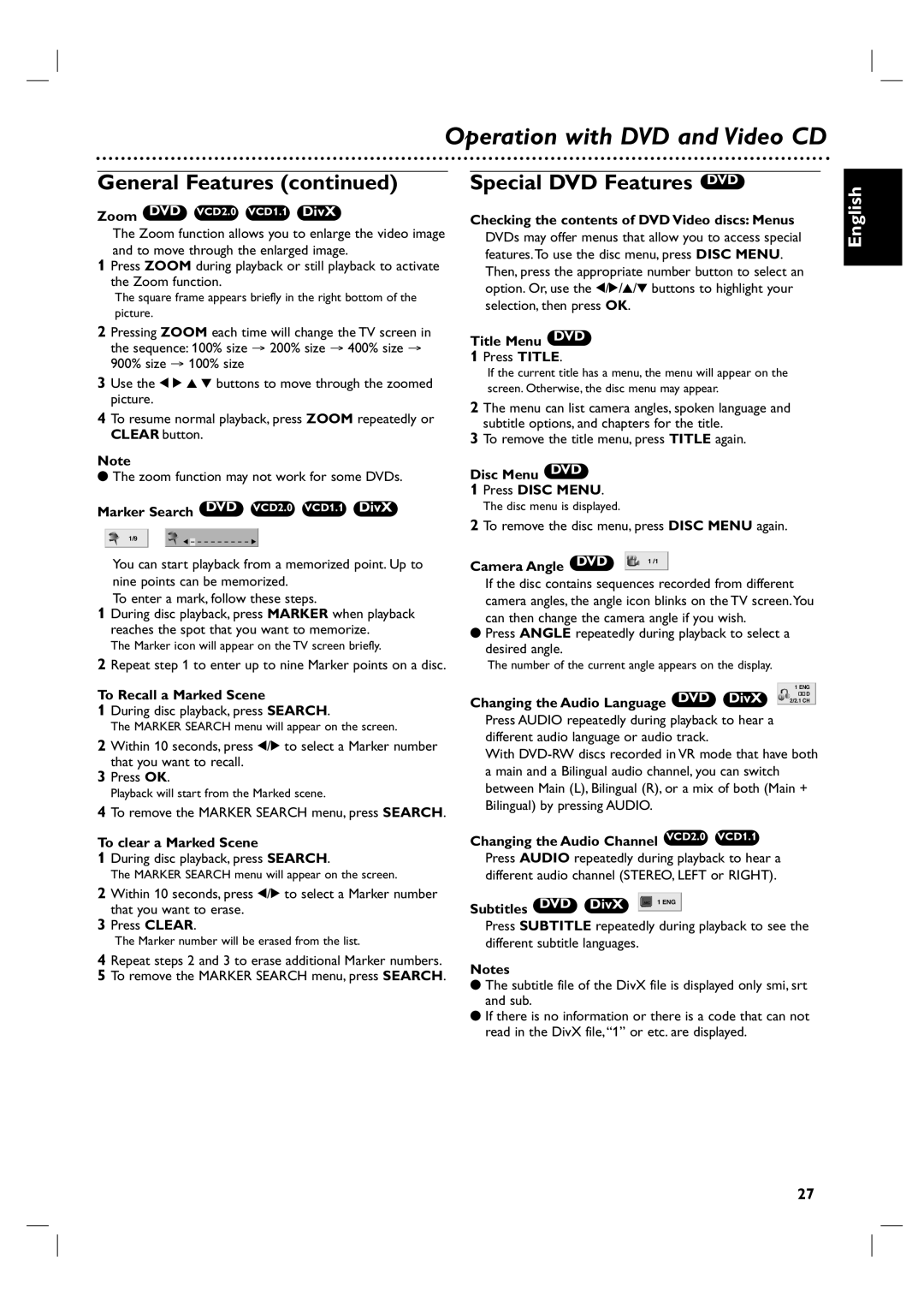 Porter-Cable DVP 3100V user manual Special DVD Features DVD 