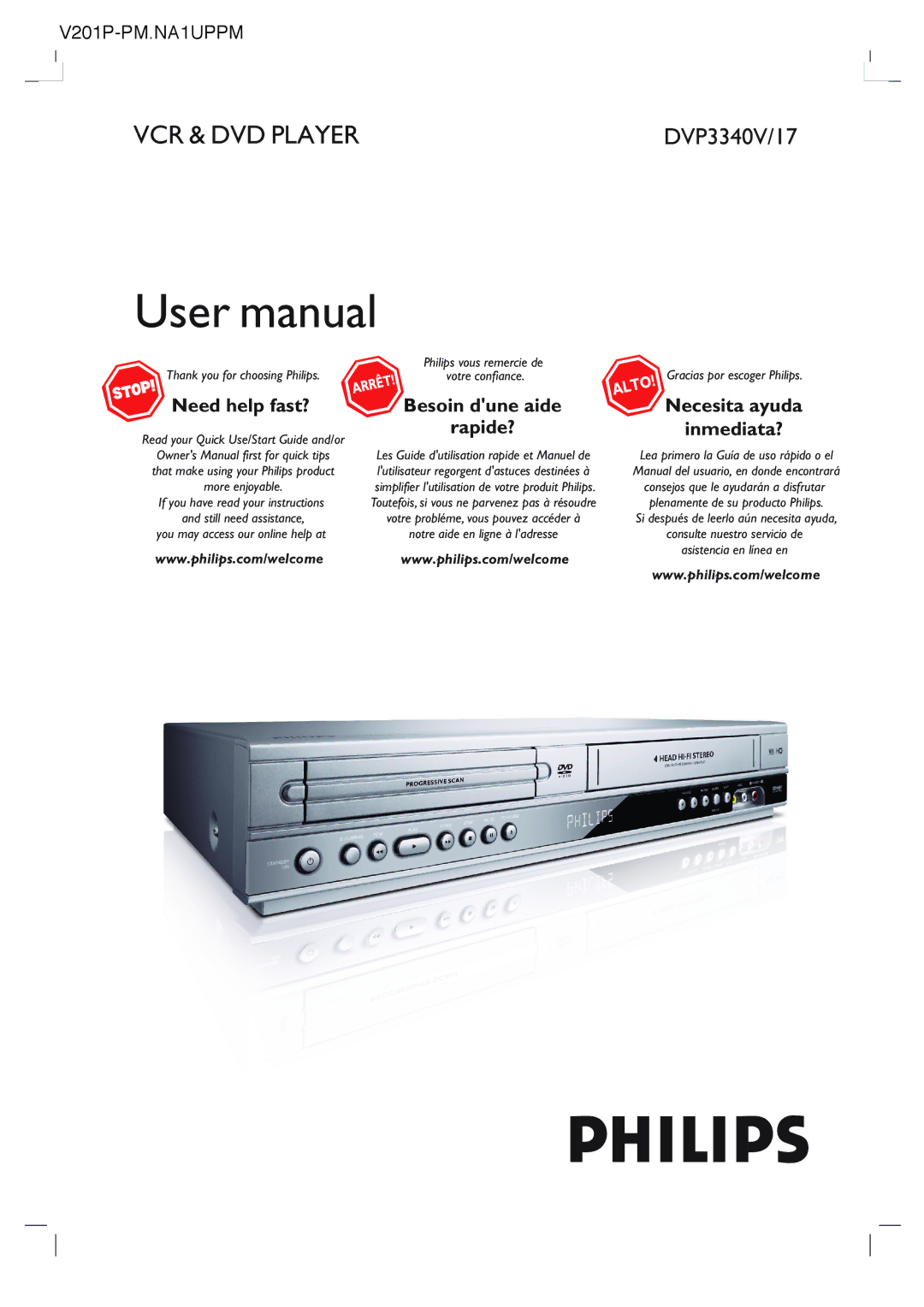 Porter-Cable DVP3340V/17 user manual VCR & DVD Player 