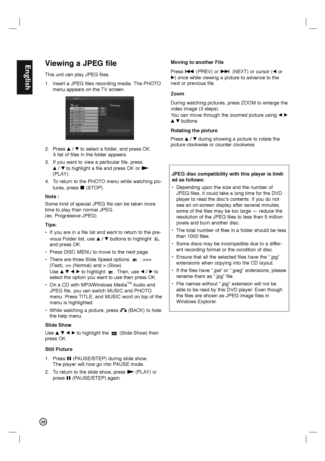 Porter-Cable DVP3340V/17 user manual Viewing a Jpeg file 