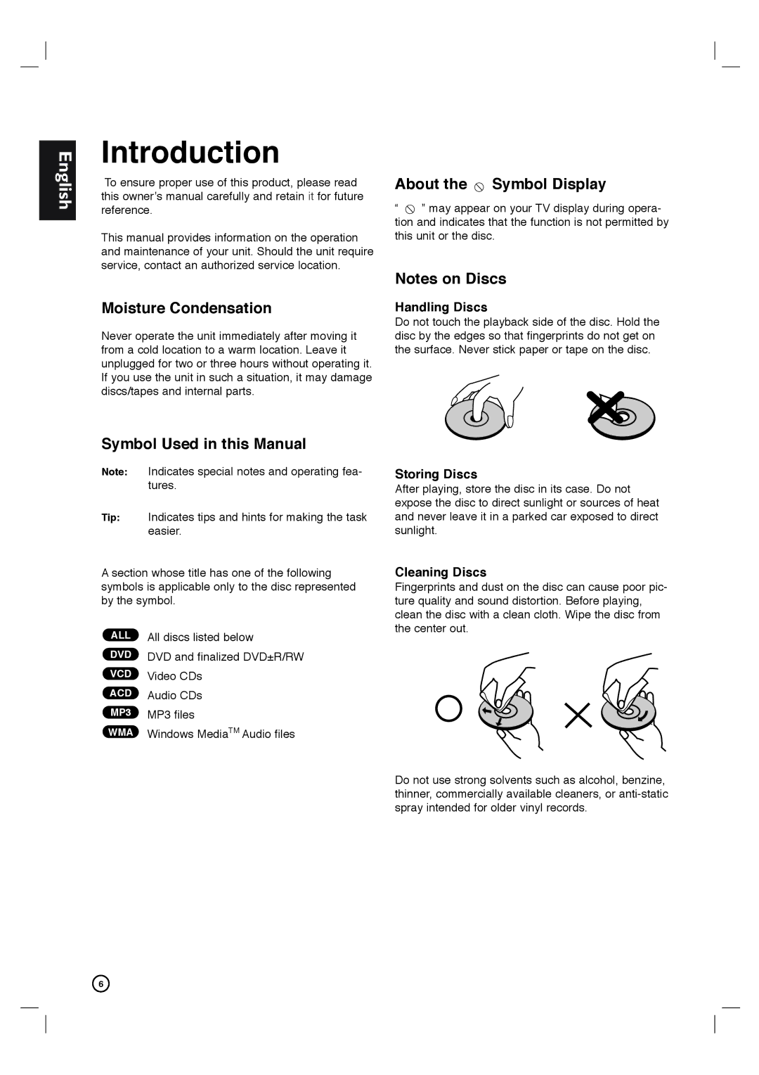 Porter-Cable DVP3340V/17 Introduction, Moisture Condensation, About the Symbol Display, Symbol Used in this Manual 