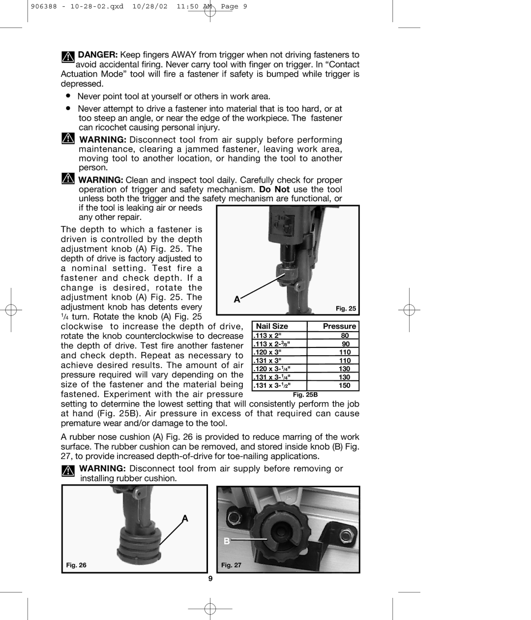 Porter-Cable FCP350 instruction manual Rotate the knob counterclockwise to decrease 