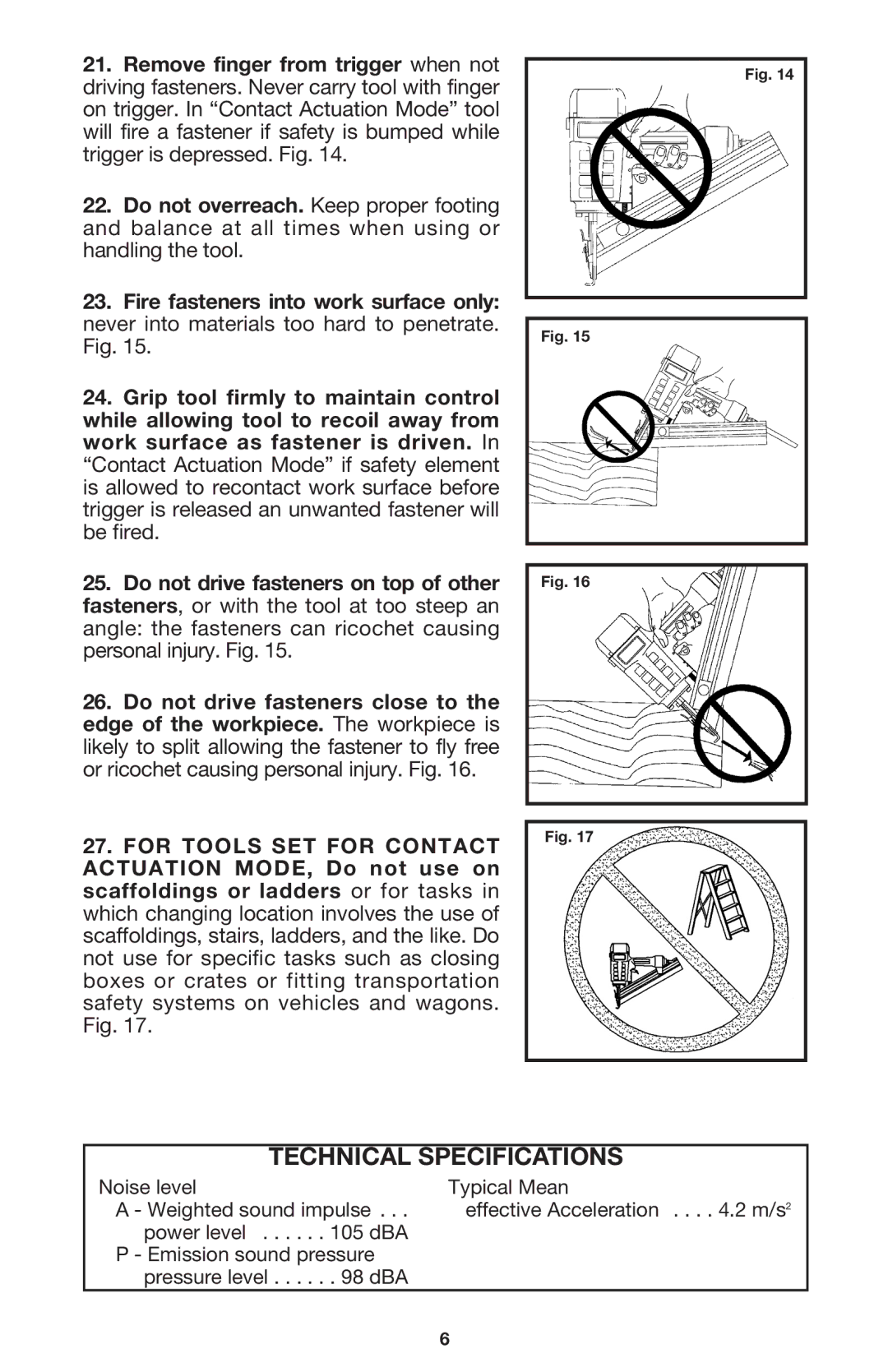 Porter-Cable FM350A instruction manual Technical Specifications, Noise level 