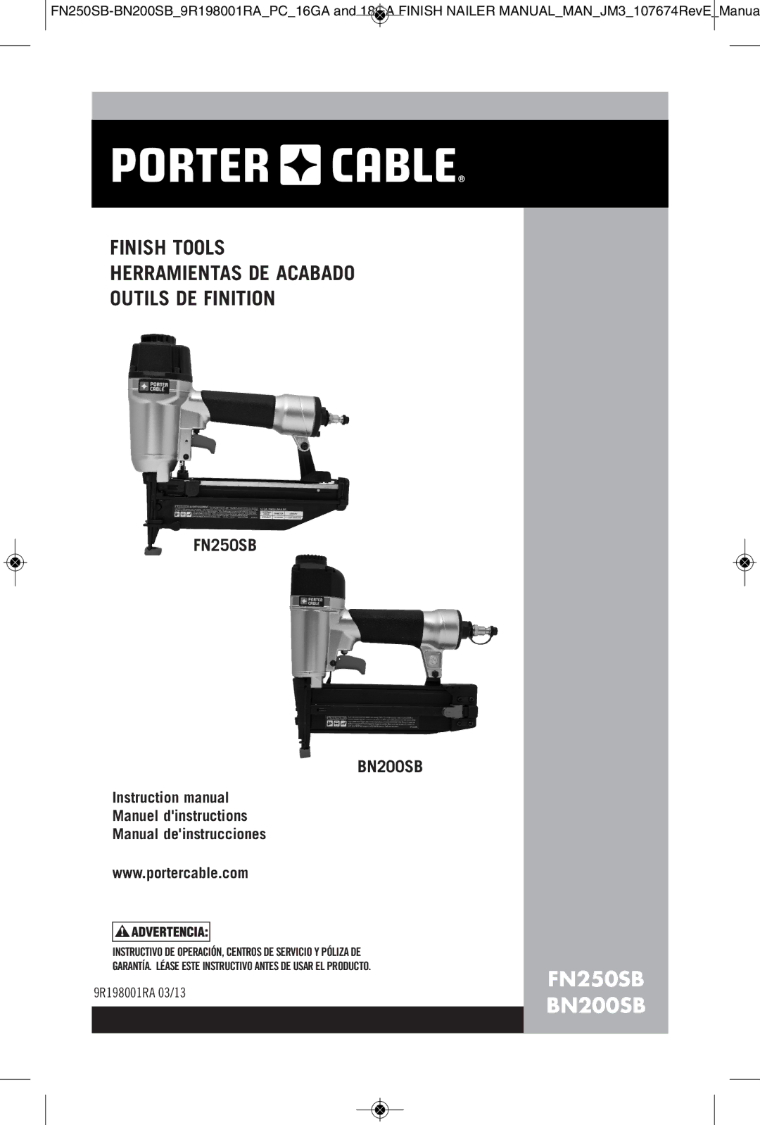 Porter-Cable instruction manual FN250SB BN200SB 