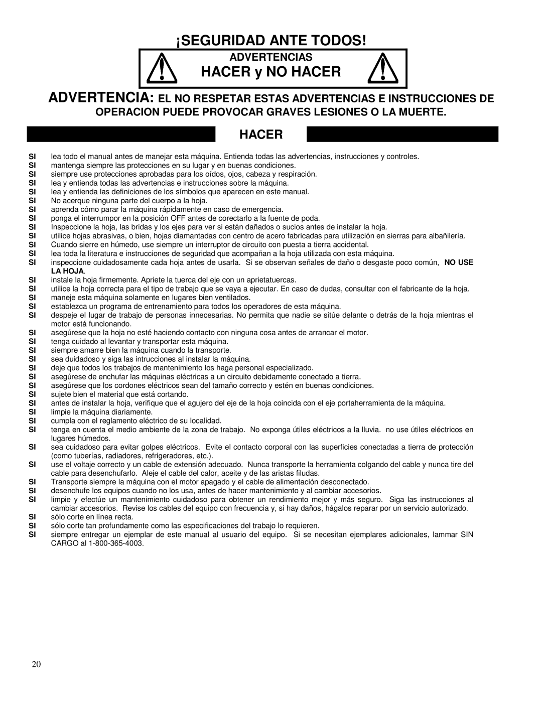 Porter-Cable FTS-150 operating instructions ¡SEGURIDAD Ante Todos, Hacer 