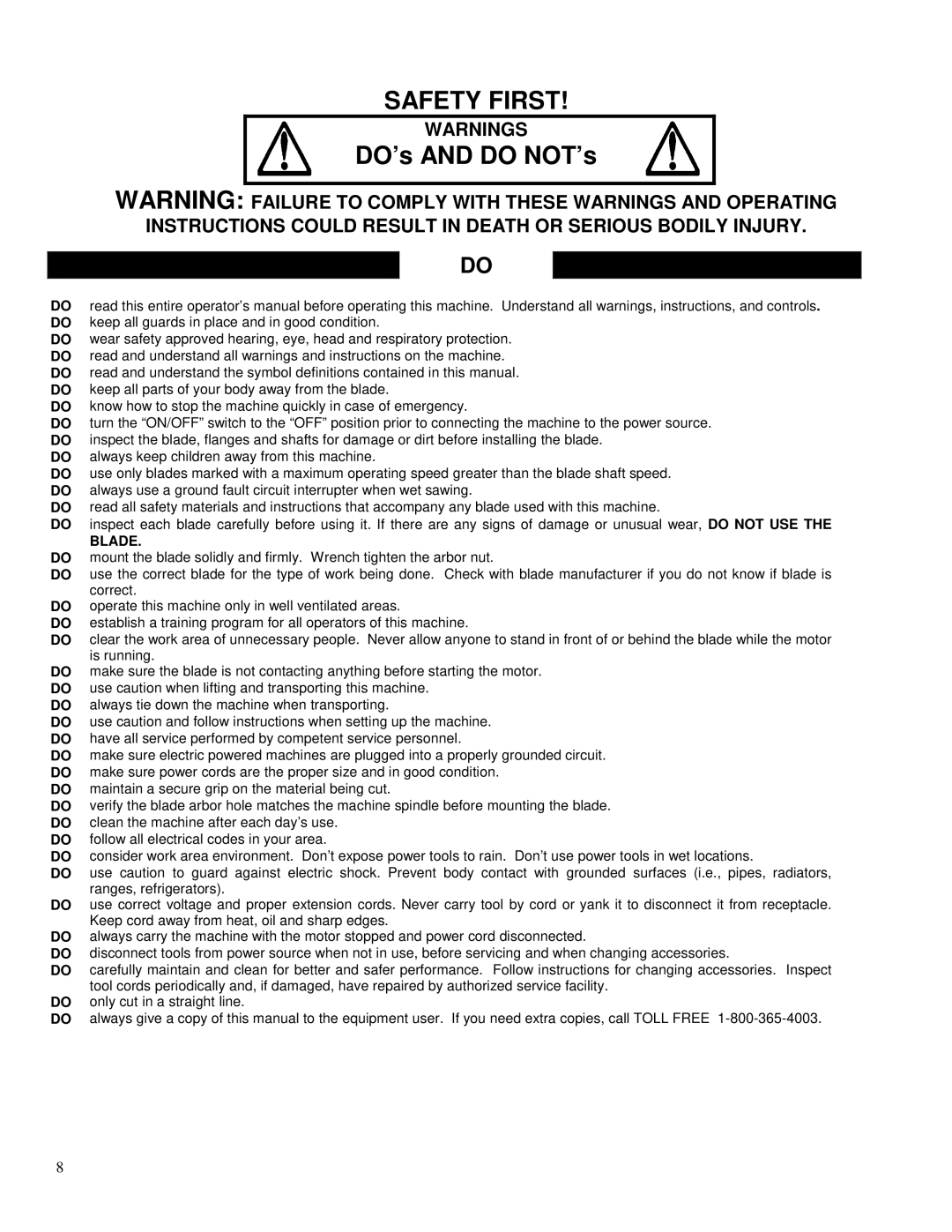 Porter-Cable FTS-150 operating instructions Safety First 