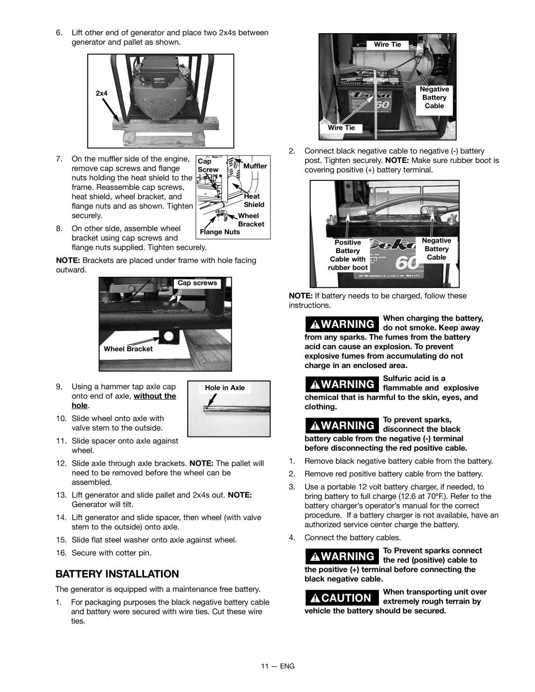 Porter-Cable H1000 instruction manual Battery Installation 