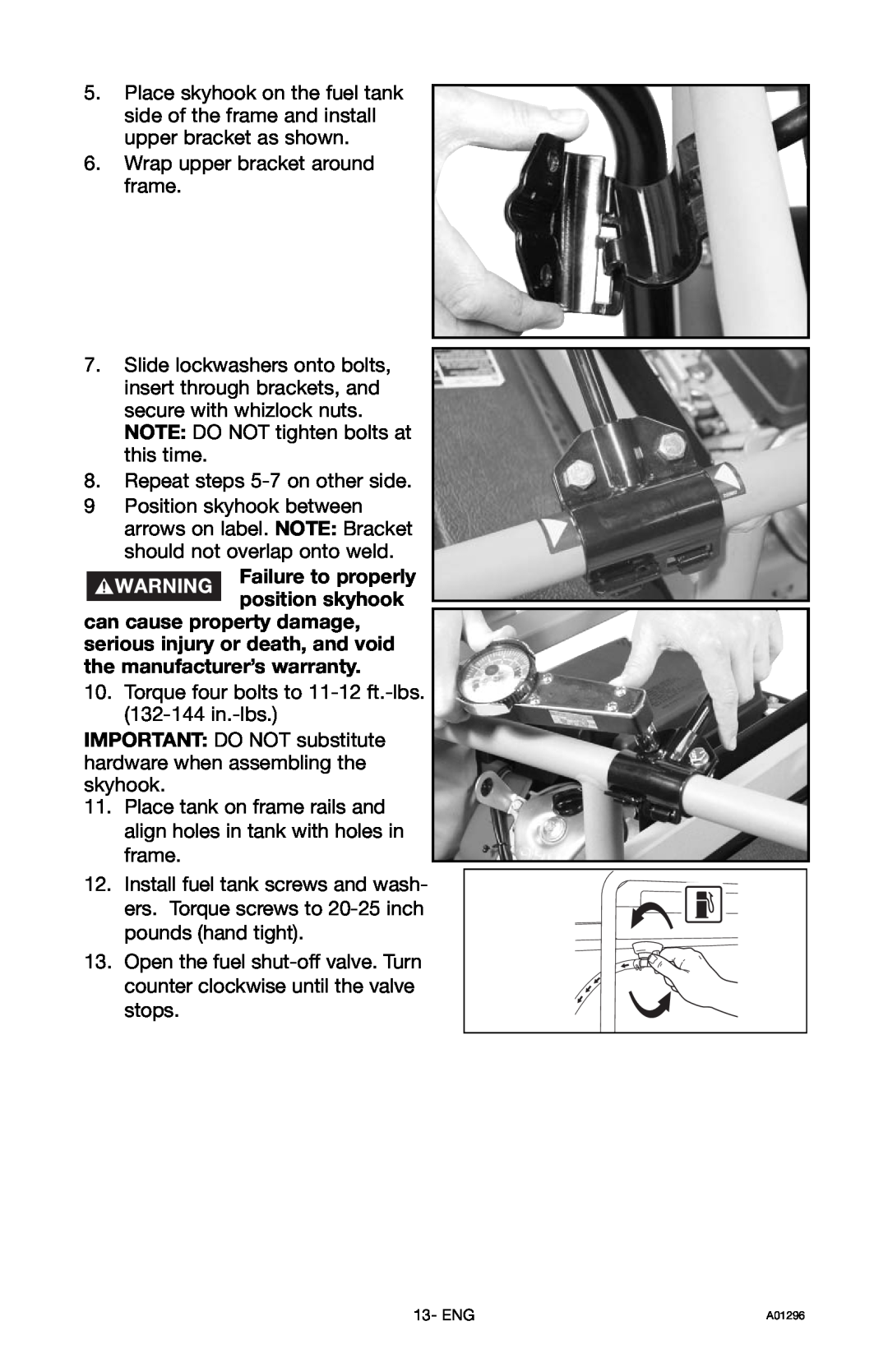 Porter-Cable H1000IS-W instruction manual Failure to properly position skyhook 