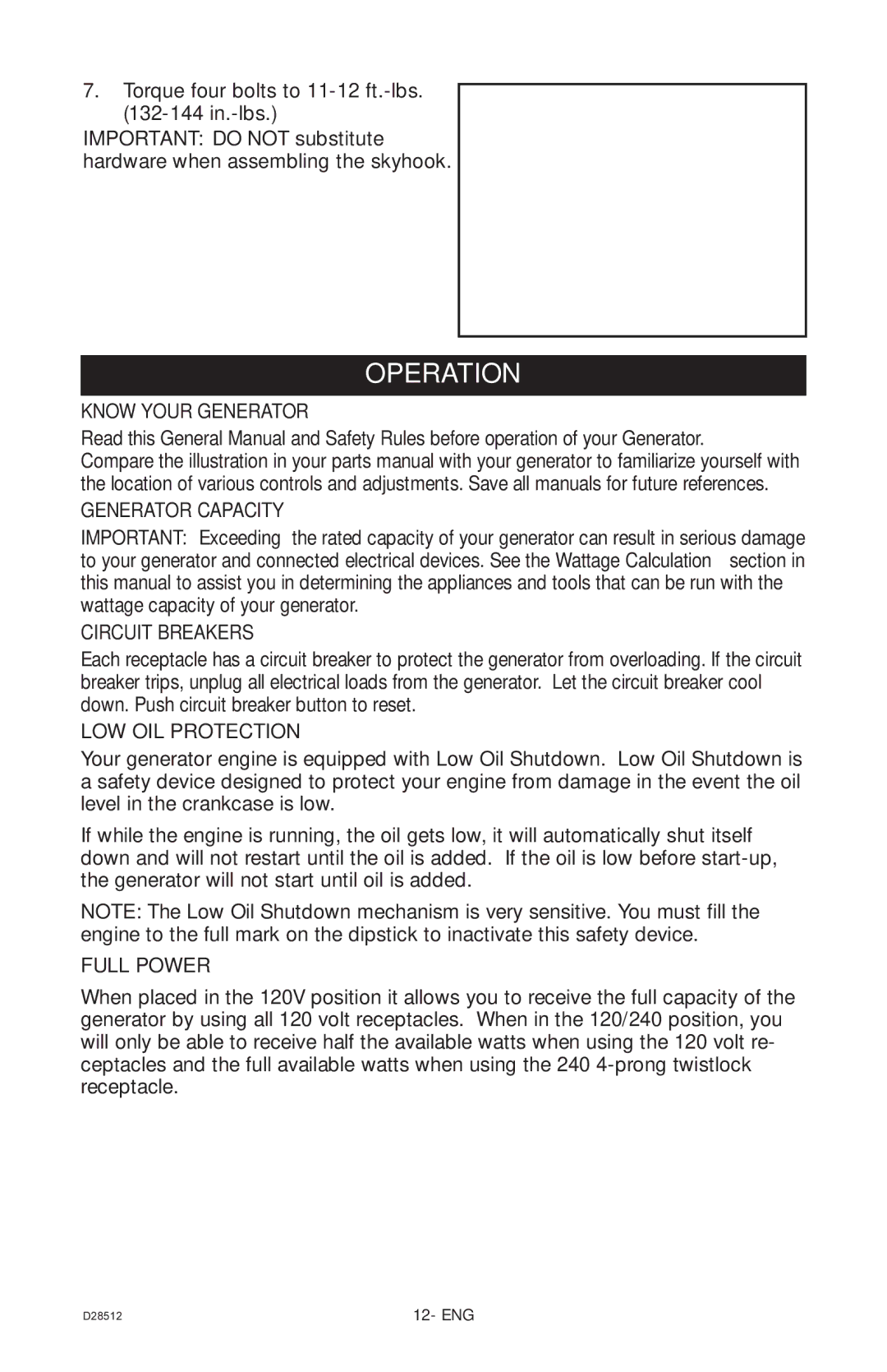 Porter-Cable H450IS instruction manual Operation, Know Your Generator 