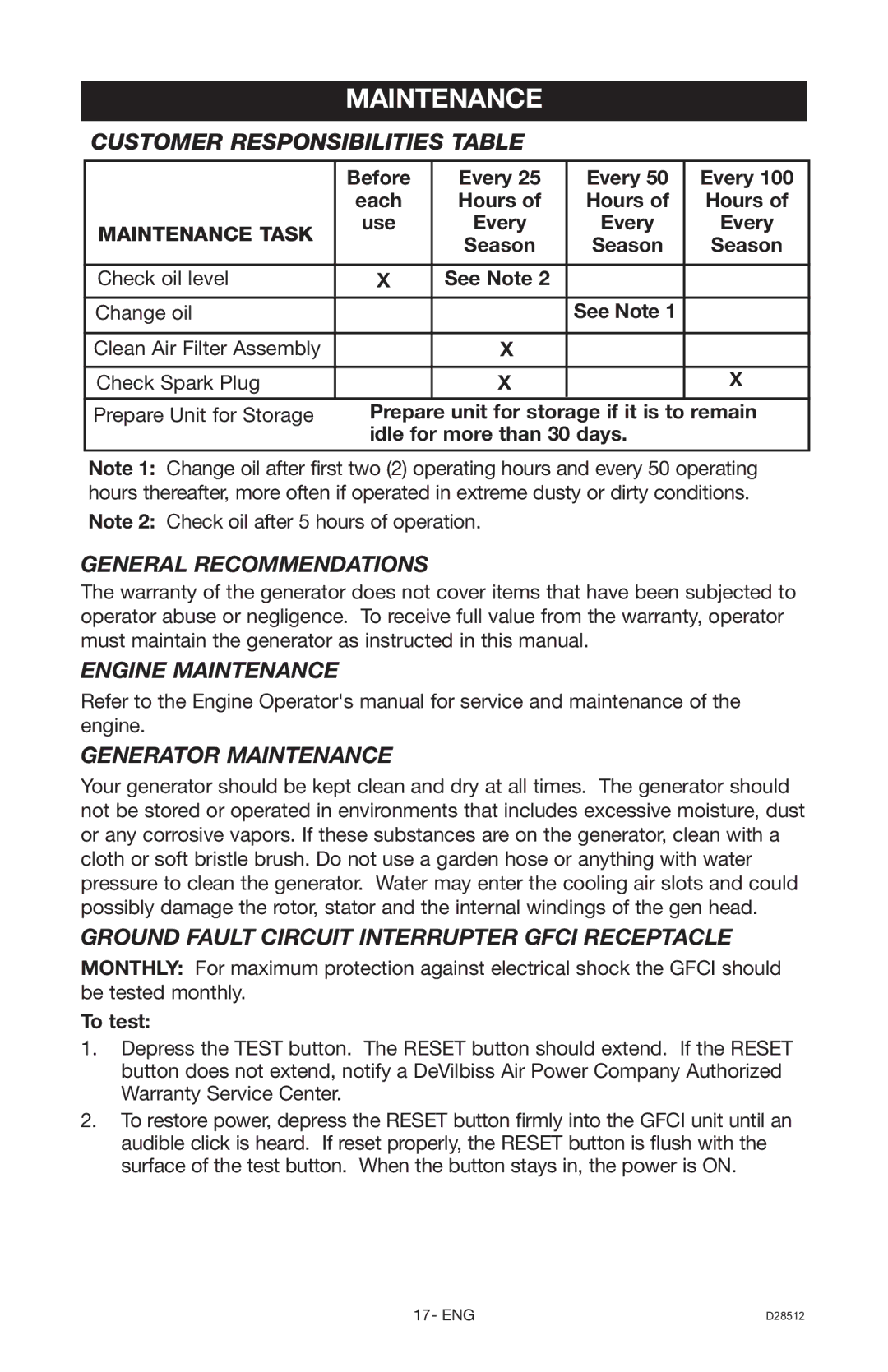 Porter-Cable H450IS instruction manual Maintenance 