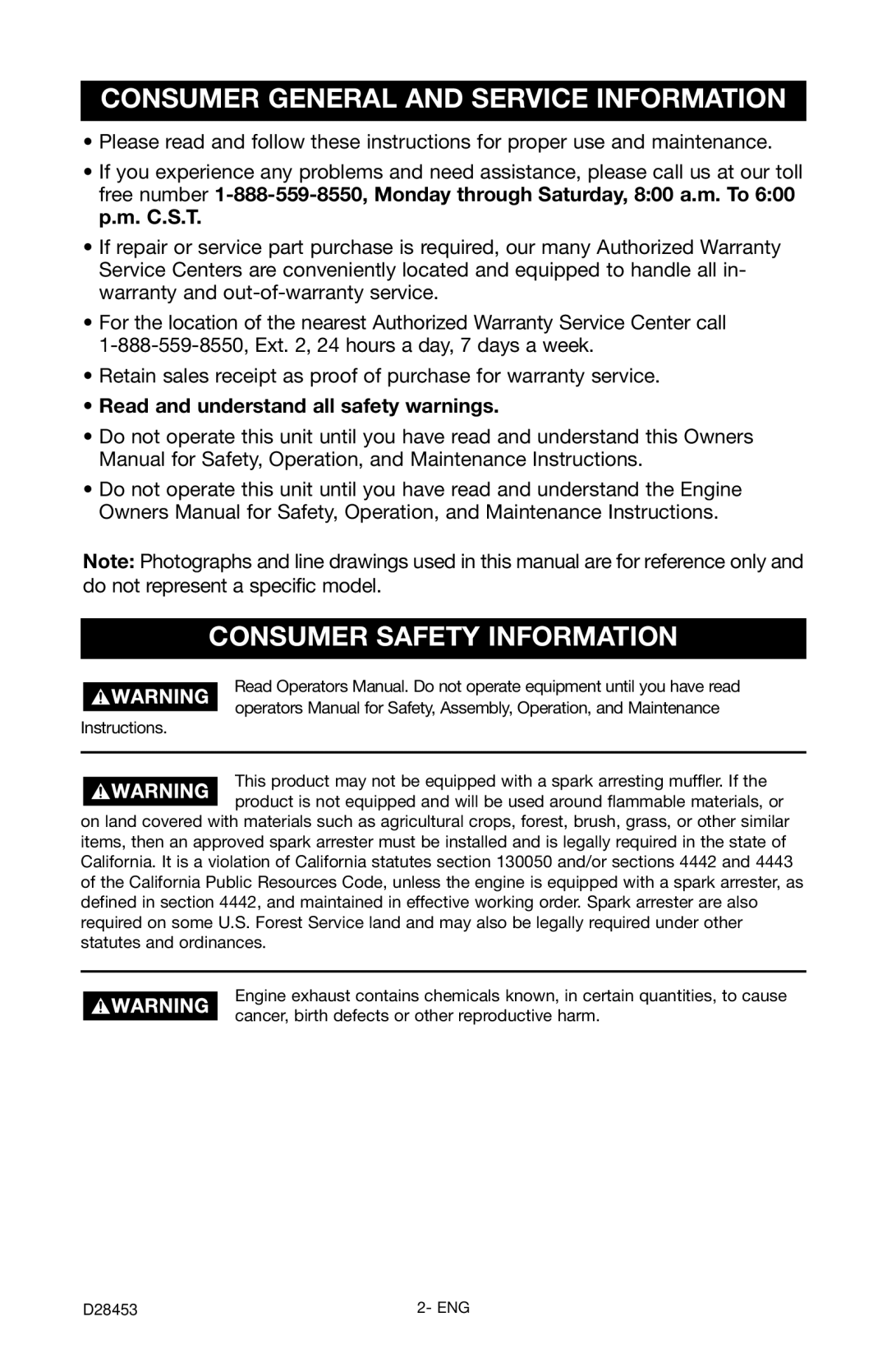 Porter-Cable H650IS-W instruction manual Consumer General and Service Information, Consumer Safety Information 