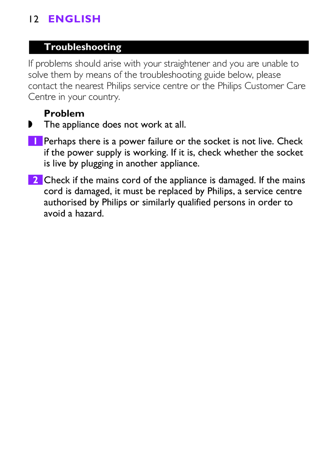 Porter-Cable HP4648 manual Troubleshooting, Problem 