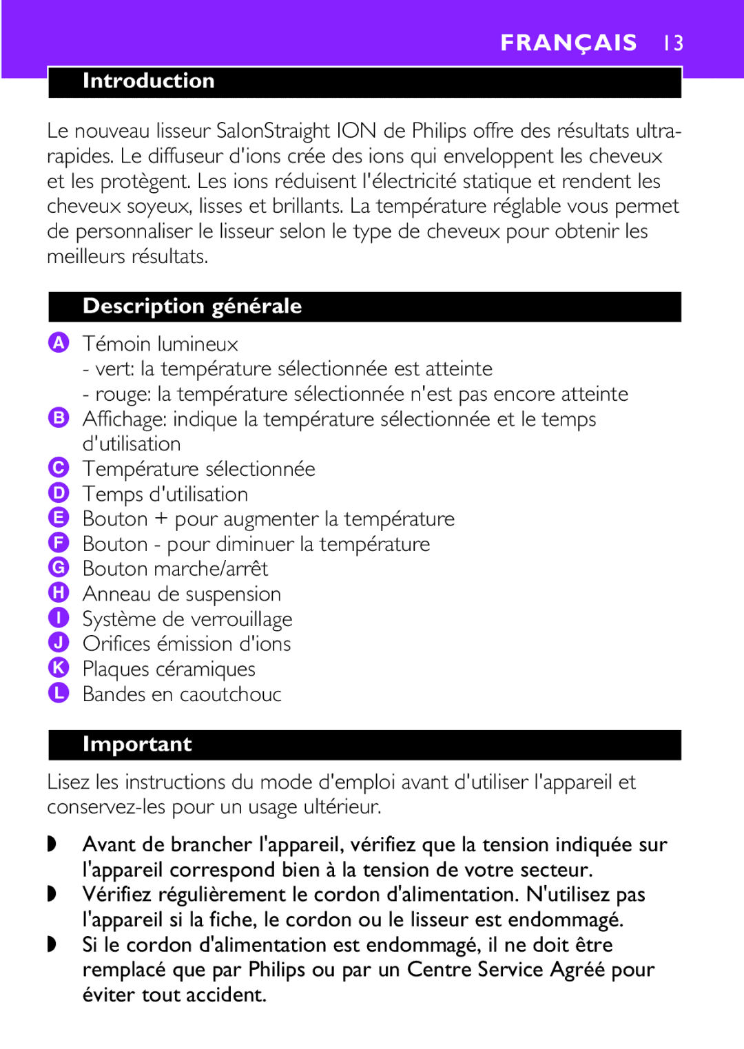 Porter-Cable HP4648 manual Français, Description générale 