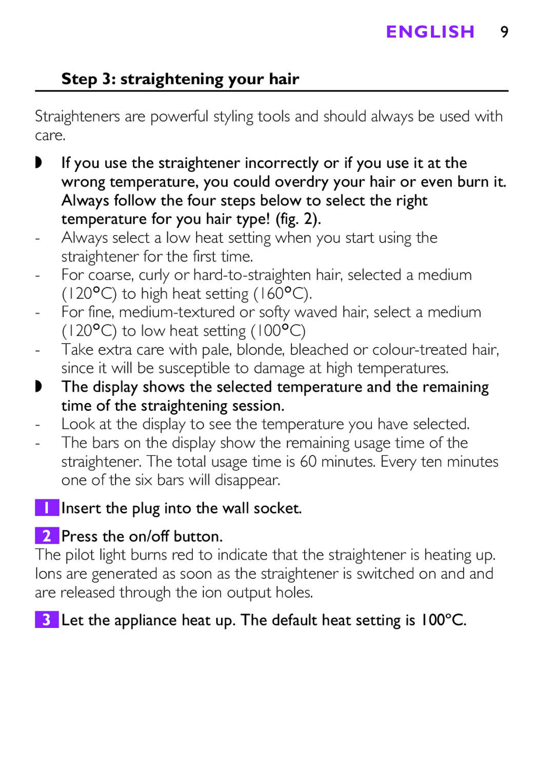 Porter-Cable HP4648 manual Straightening your hair 