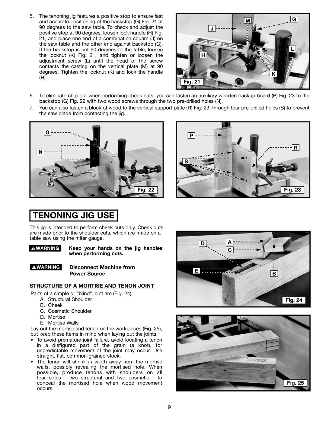 Porter-Cable Jig Saw instruction manual Tenoning JIG USE 