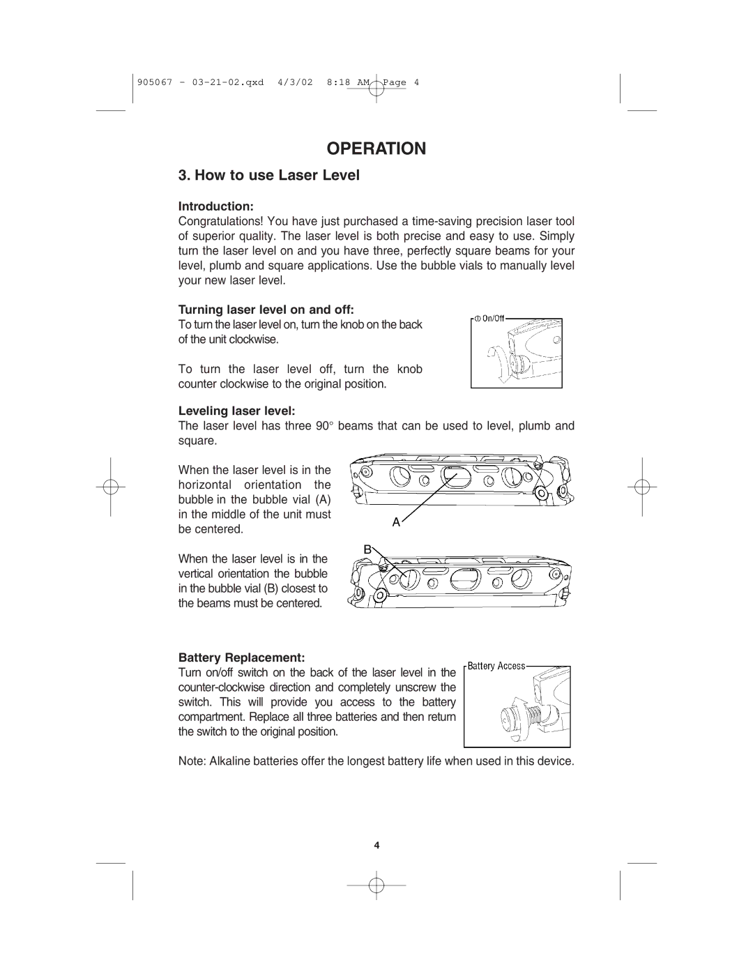 Porter-Cable LL3100 instruction manual Operation, How to use Laser Level 