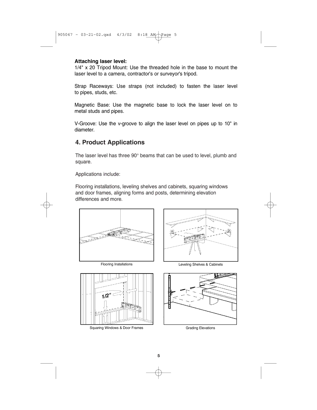 Porter-Cable LL3100 instruction manual Product Applications, Attaching laser level 