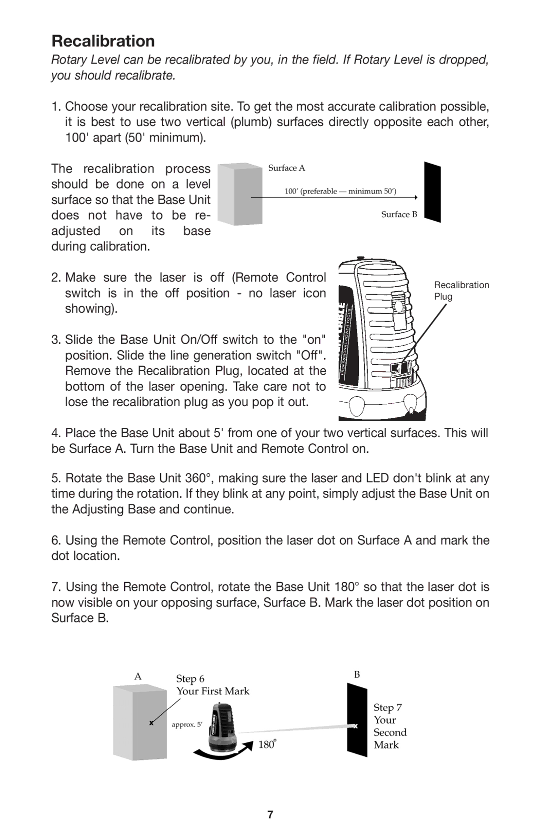 Porter-Cable LR1100 instruction manual Recalibration 