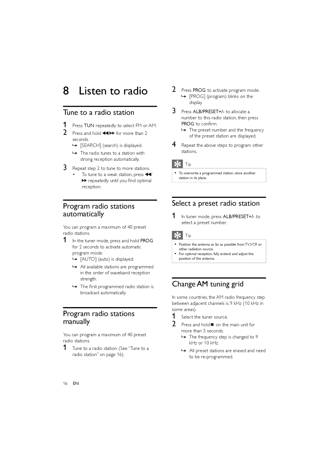 Porter-Cable MCM155, MCM166 user manual Listen to radio 