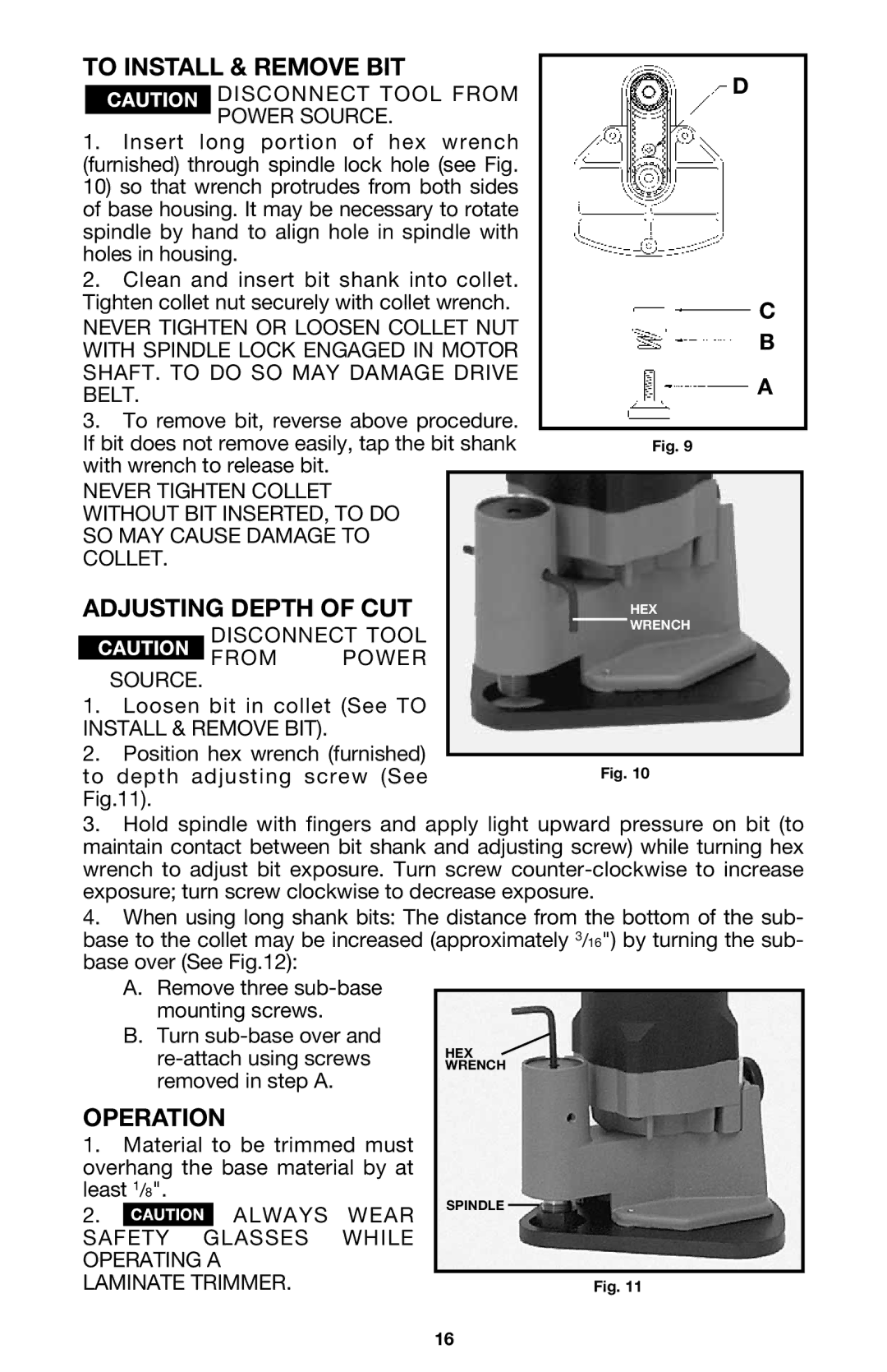 Porter-Cable MODEL 7310 instruction manual To Install & Remove BIT, Operation 