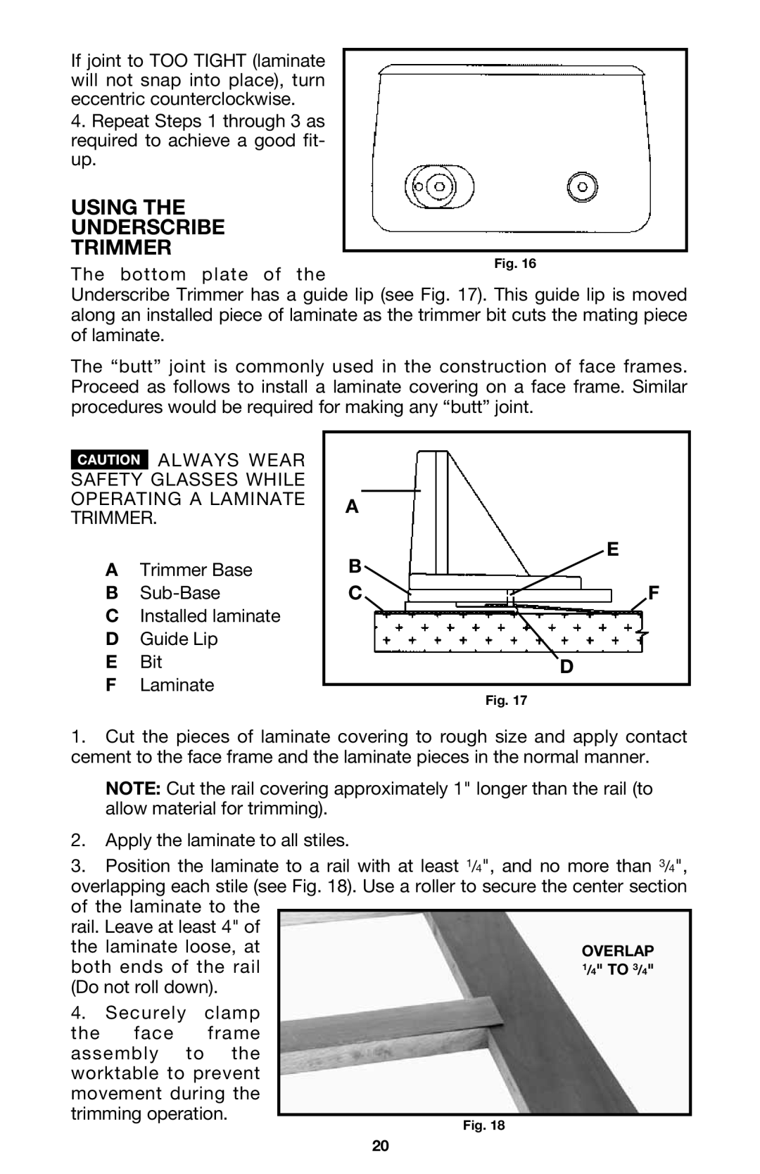 Porter-Cable MODEL 7310 instruction manual Using Underscribe Trimmer 