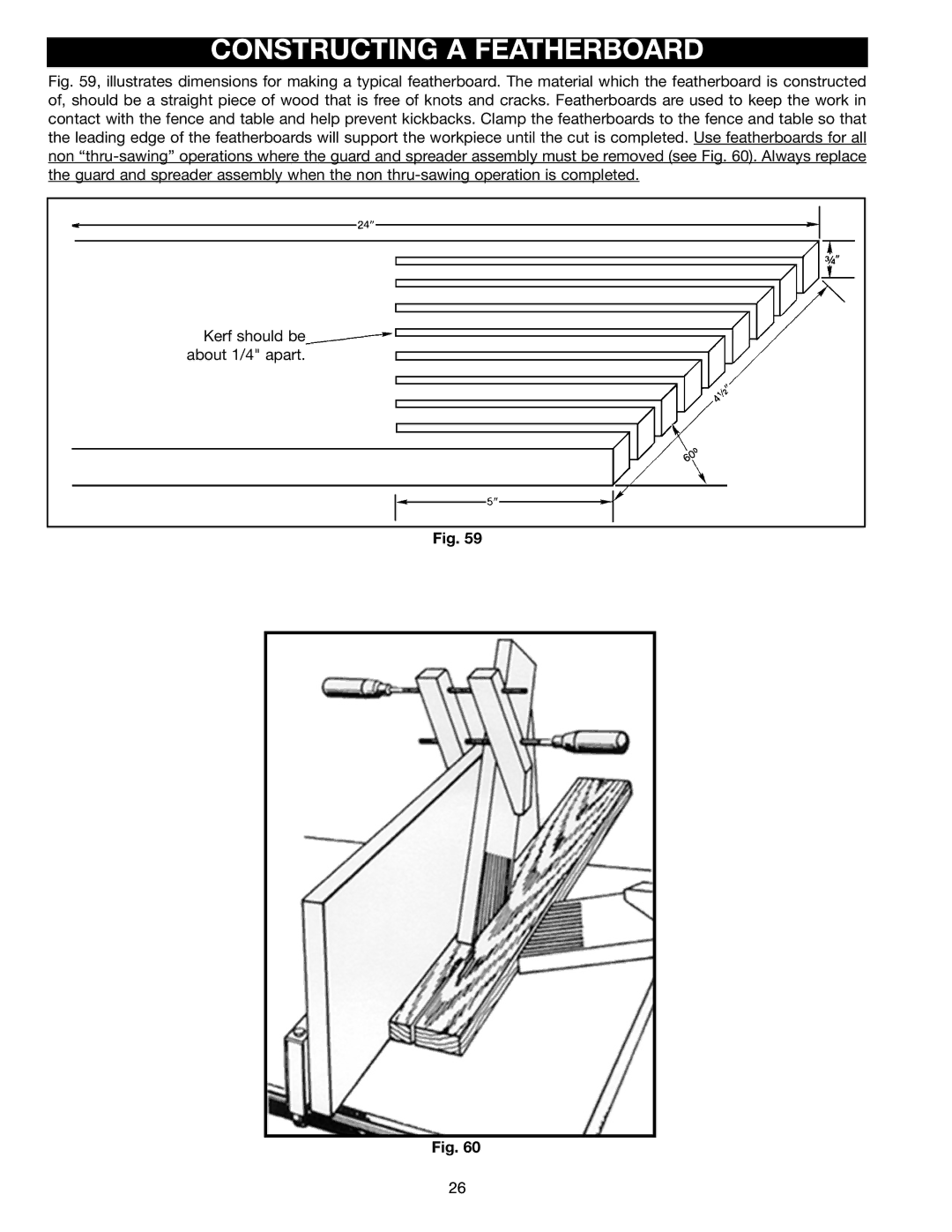 Porter-Cable (Model TS220LS) instruction manual Constructing a Featherboard 