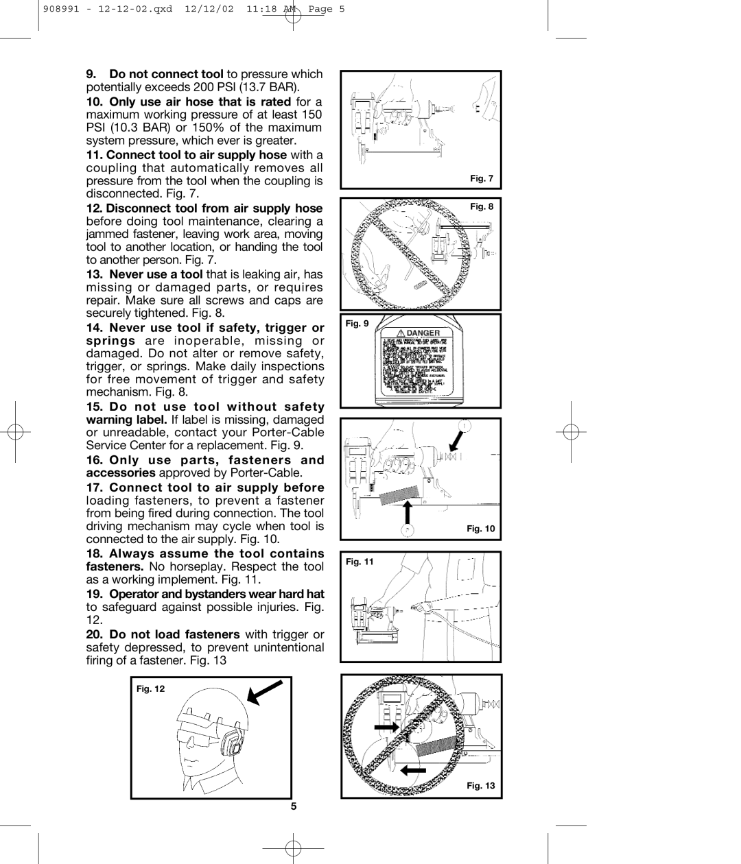 Porter-Cable MS200 instruction manual For free movement of trigger and safety mechanism. Fig 