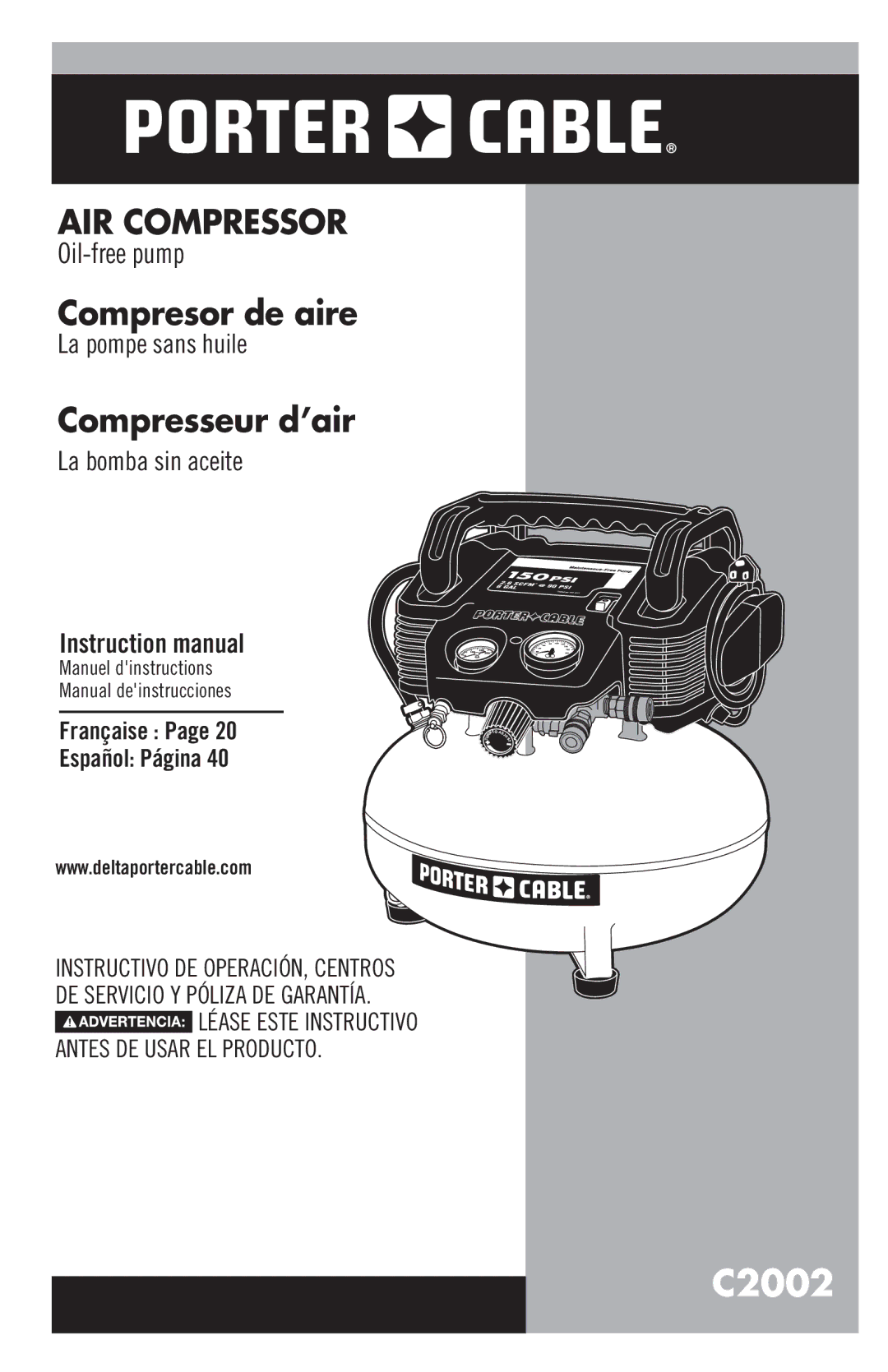 Porter-Cable N003568 instruction manual C2002 