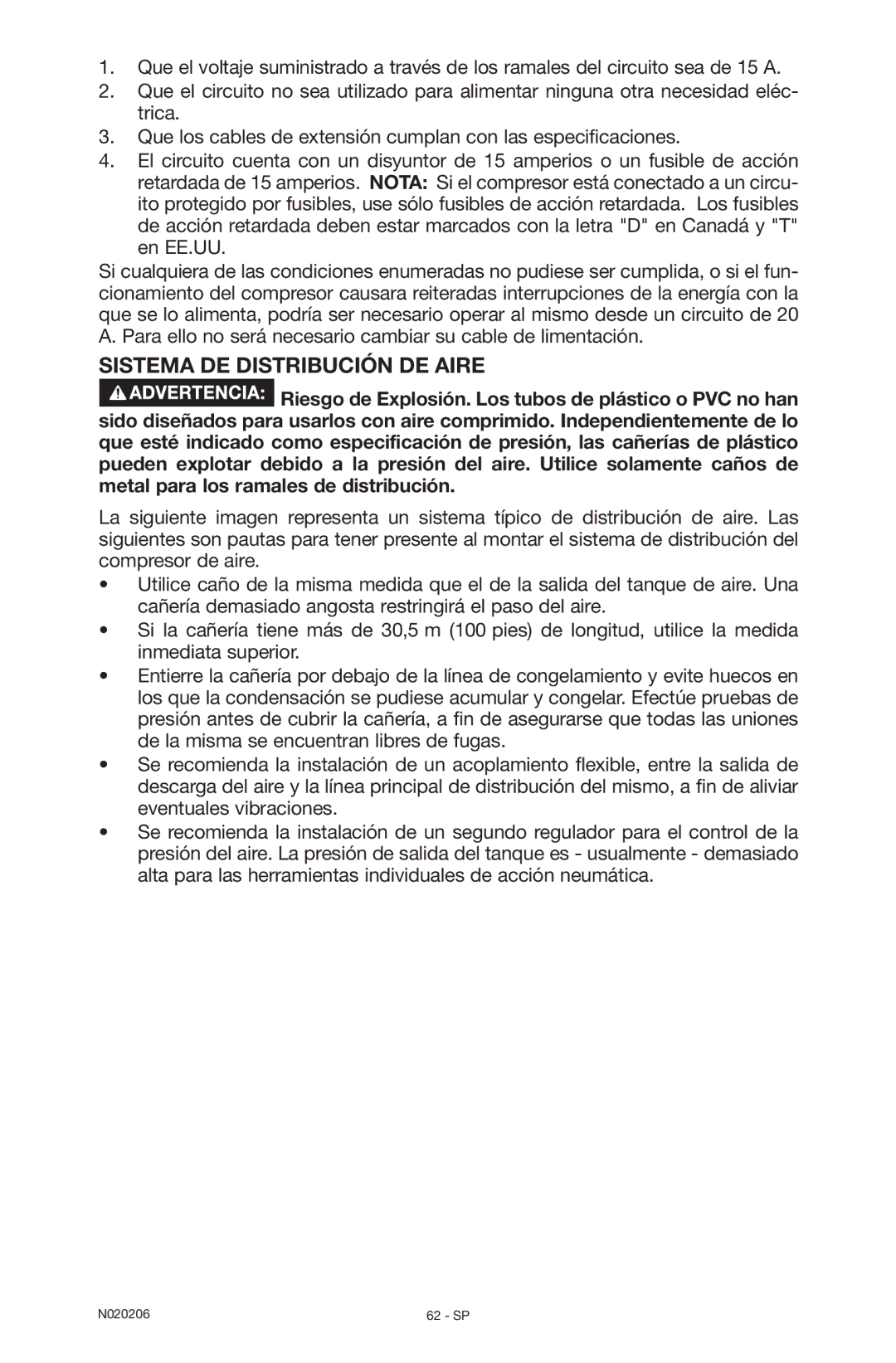 Porter-Cable N020206-NOV08-0, C7501M instruction manual Sistema de distribución de aire 