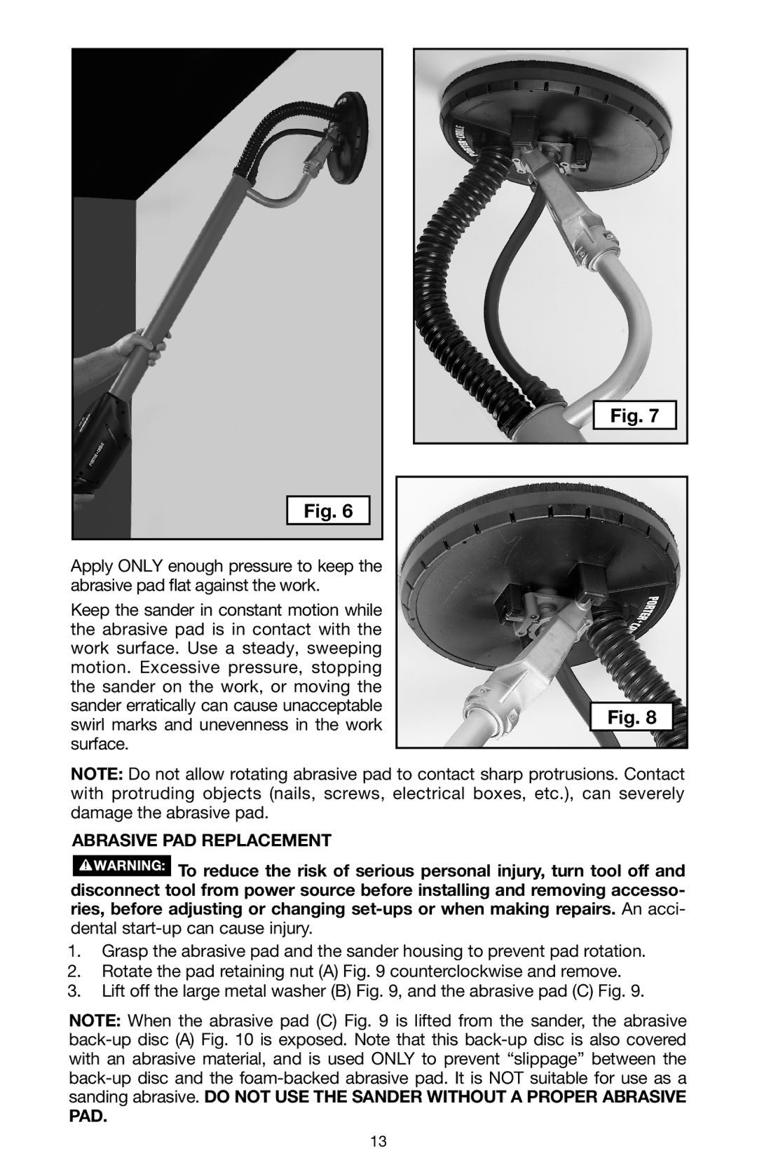 Porter-Cable N020227 instruction manual Abrasive PAD Replacement, Pad 