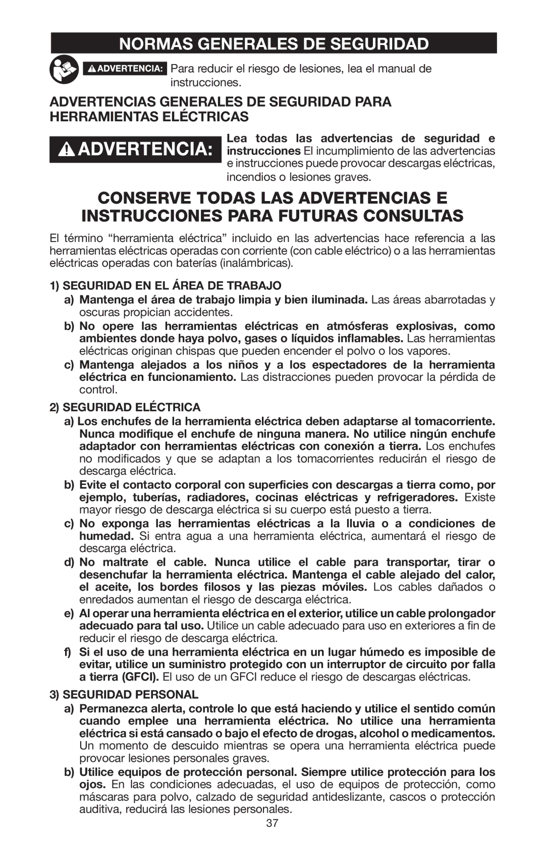 Porter-Cable N020227 instruction manual Normas Generales DE Seguridad 