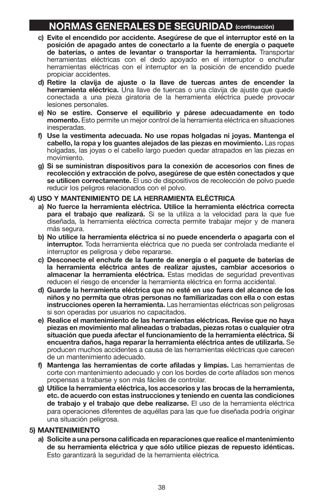 Porter-Cable N020227 instruction manual Normas Generales DE Seguridad continuación, Mantenimiento 