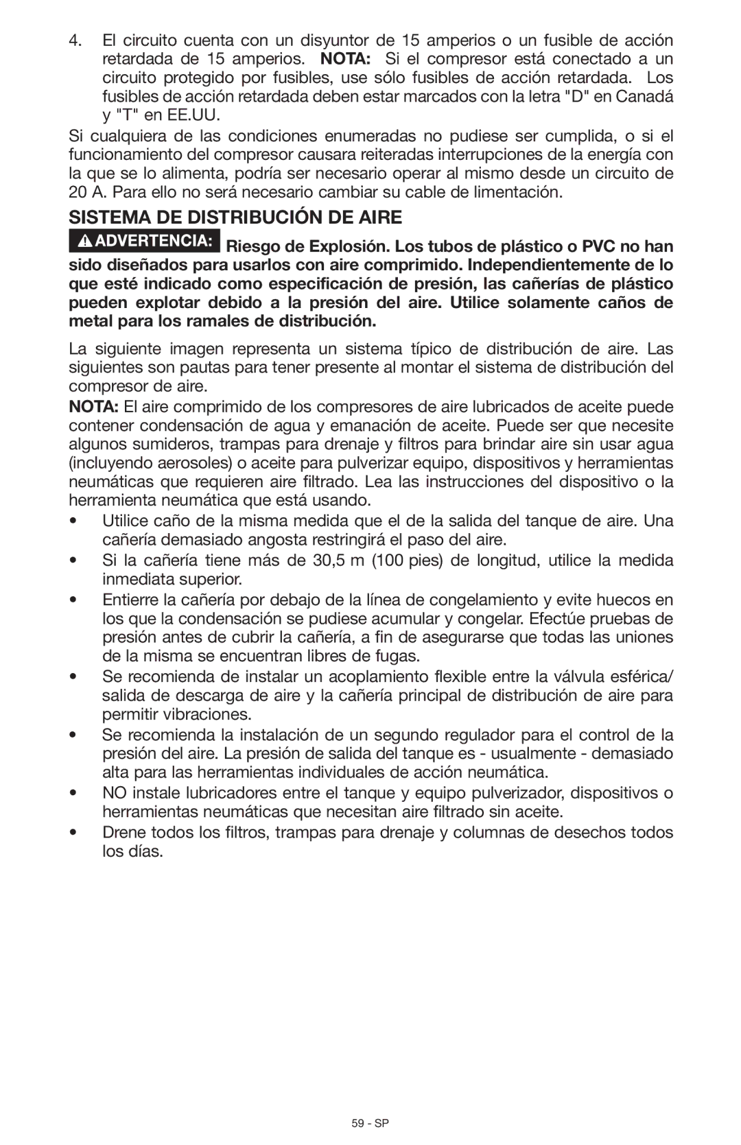 Porter-Cable C7501, N028591 instruction manual Sistema de distribución de aire 